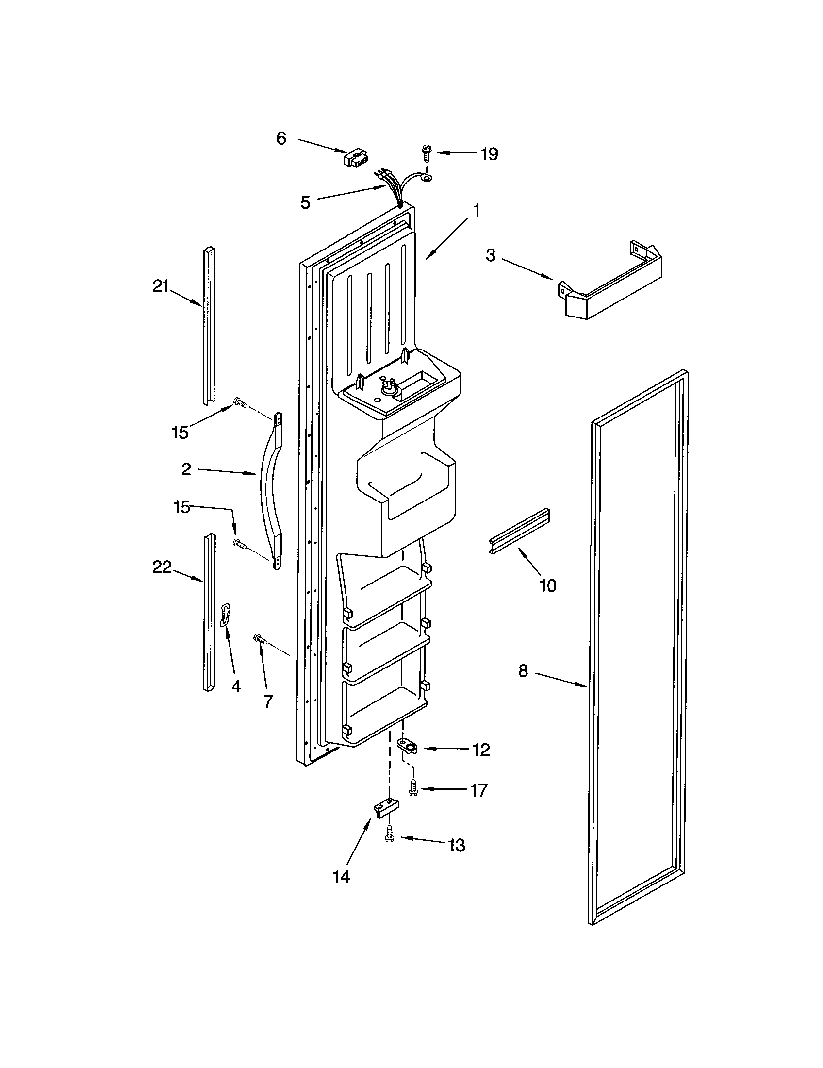 Kenmore 10654282200 freezer door diagram