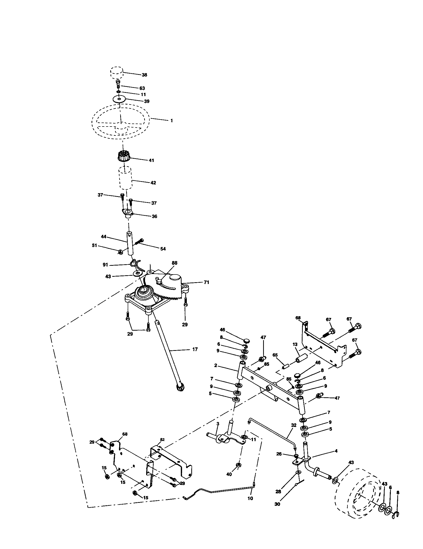 Craftsman 917277020 steering assembly diagram