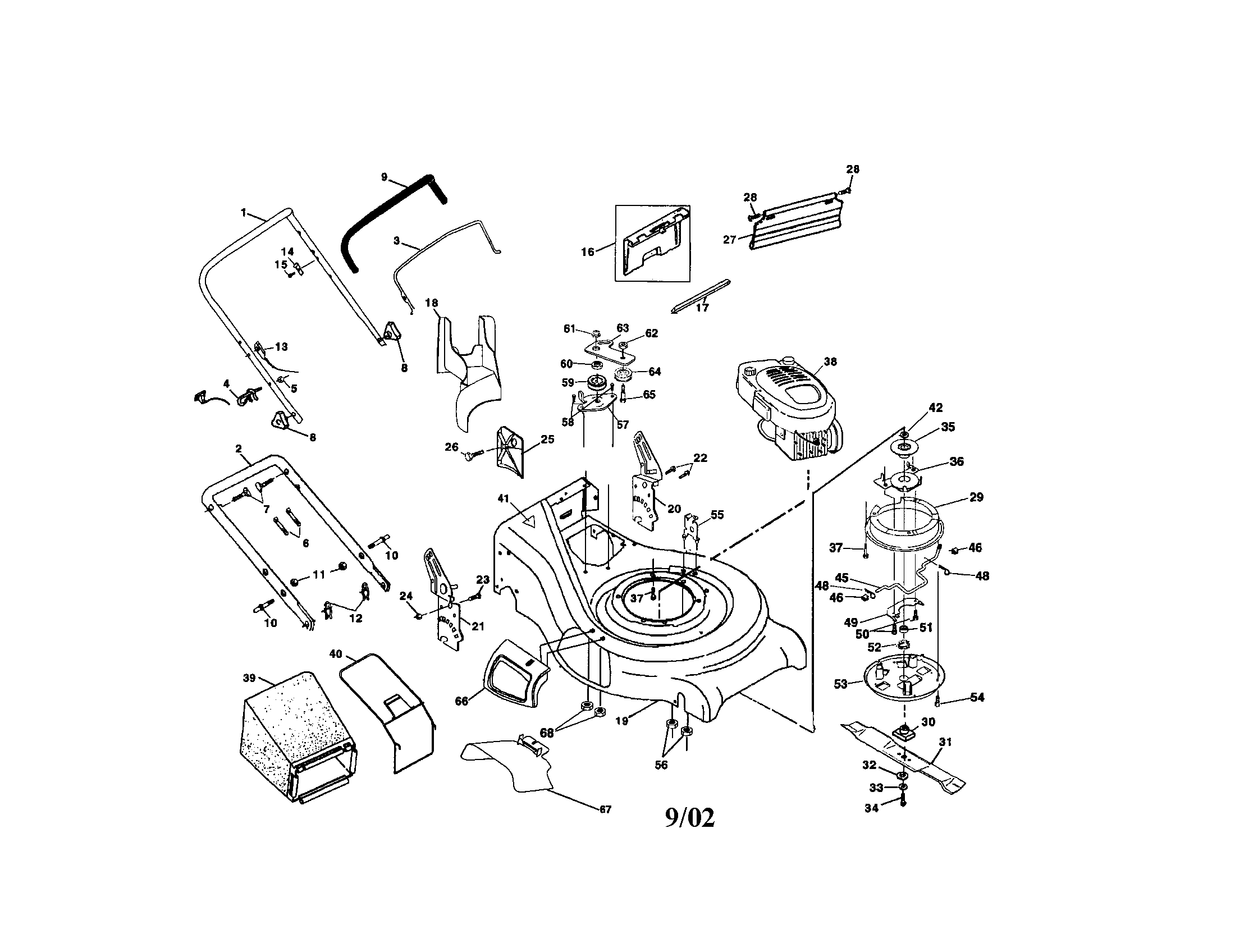 Craftsman 917379812 engine/handle/housing diagram