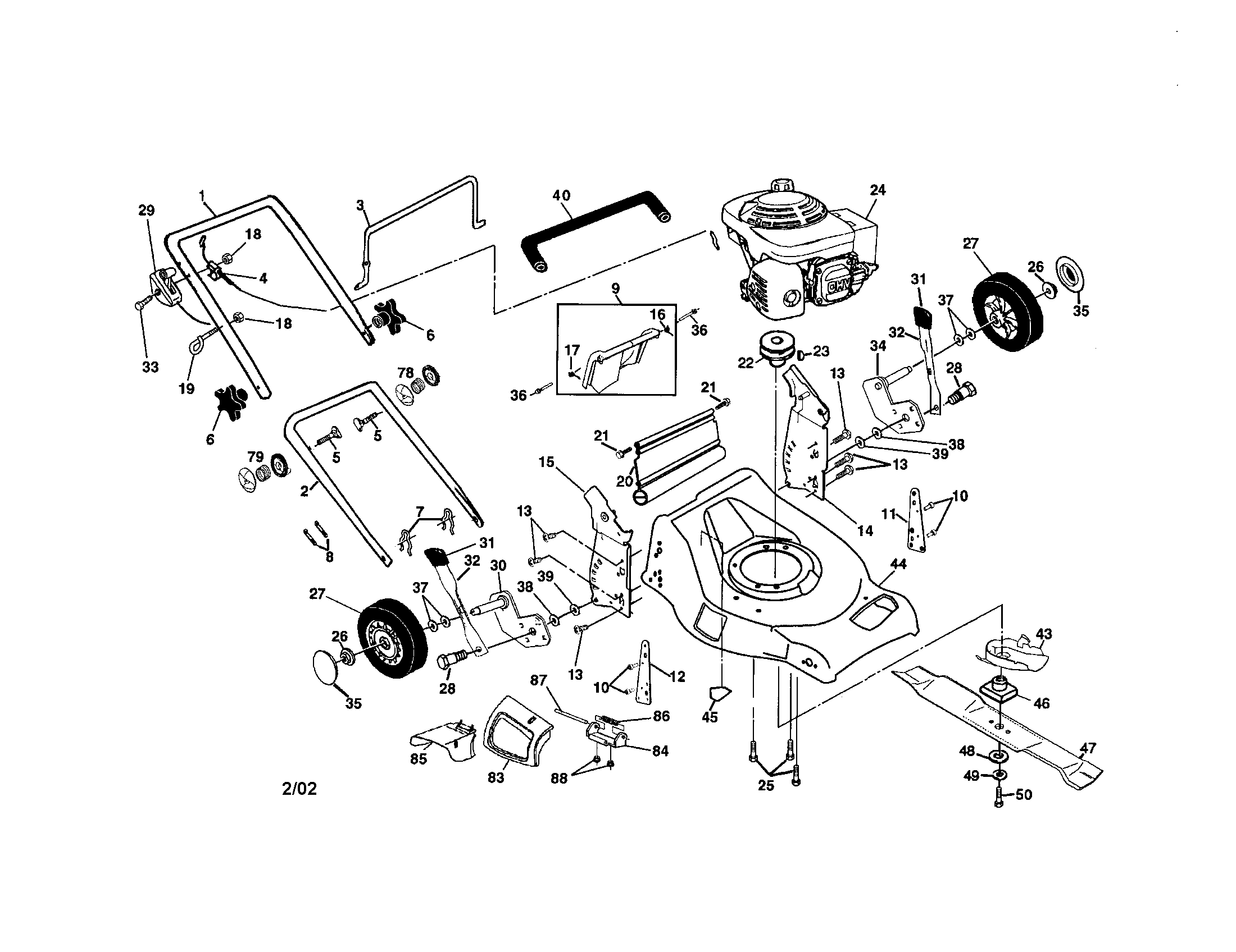 Craftsman 917378800 engine/handles/housing diagram