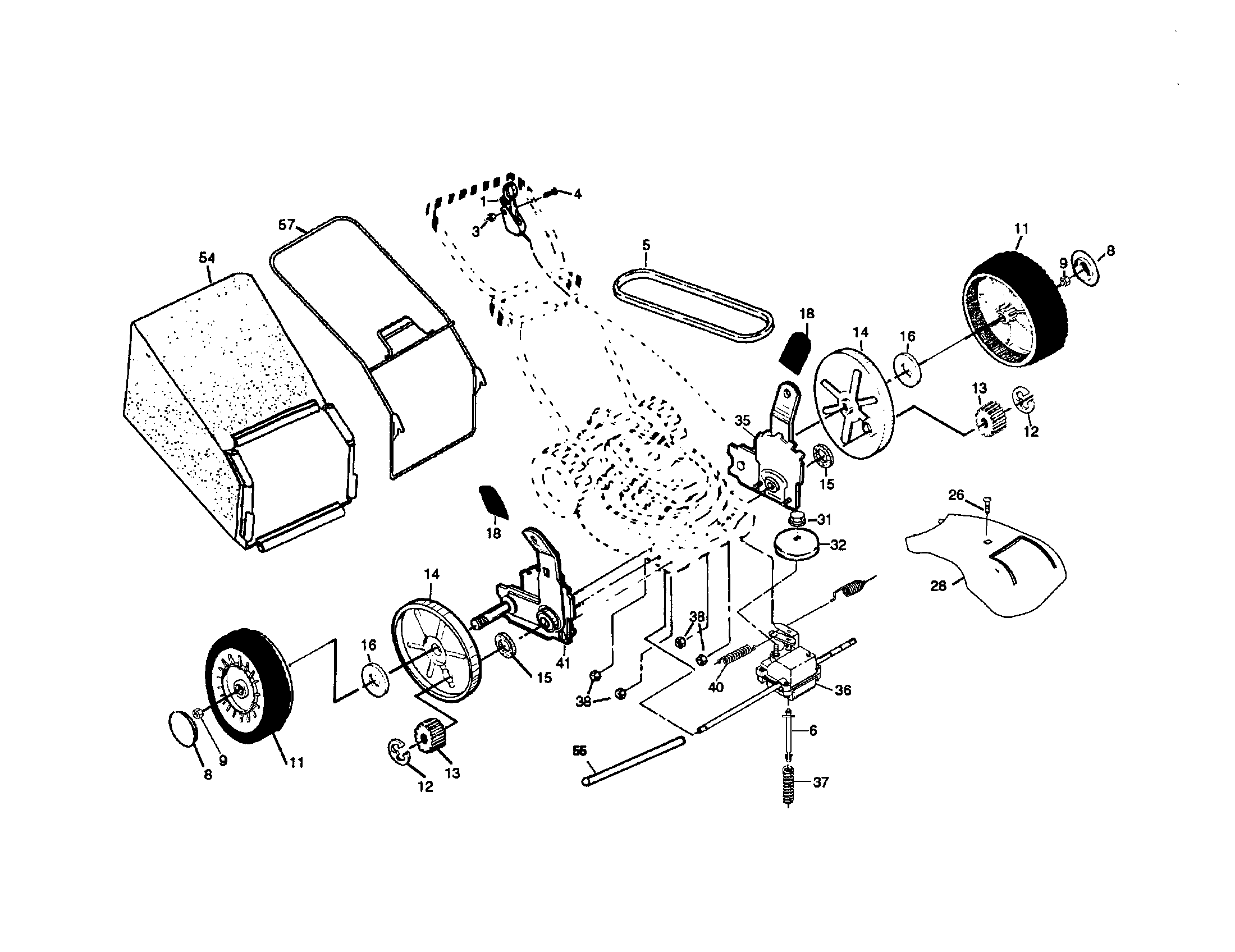 Craftsman 917378800 wheels/transmission/bagger diagram