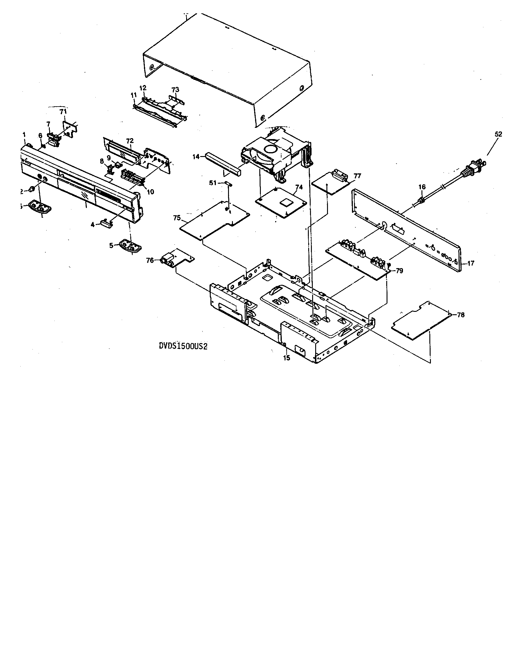 Sanyo DVD-S1500US2 cabinet(dvds1500us2) diagram