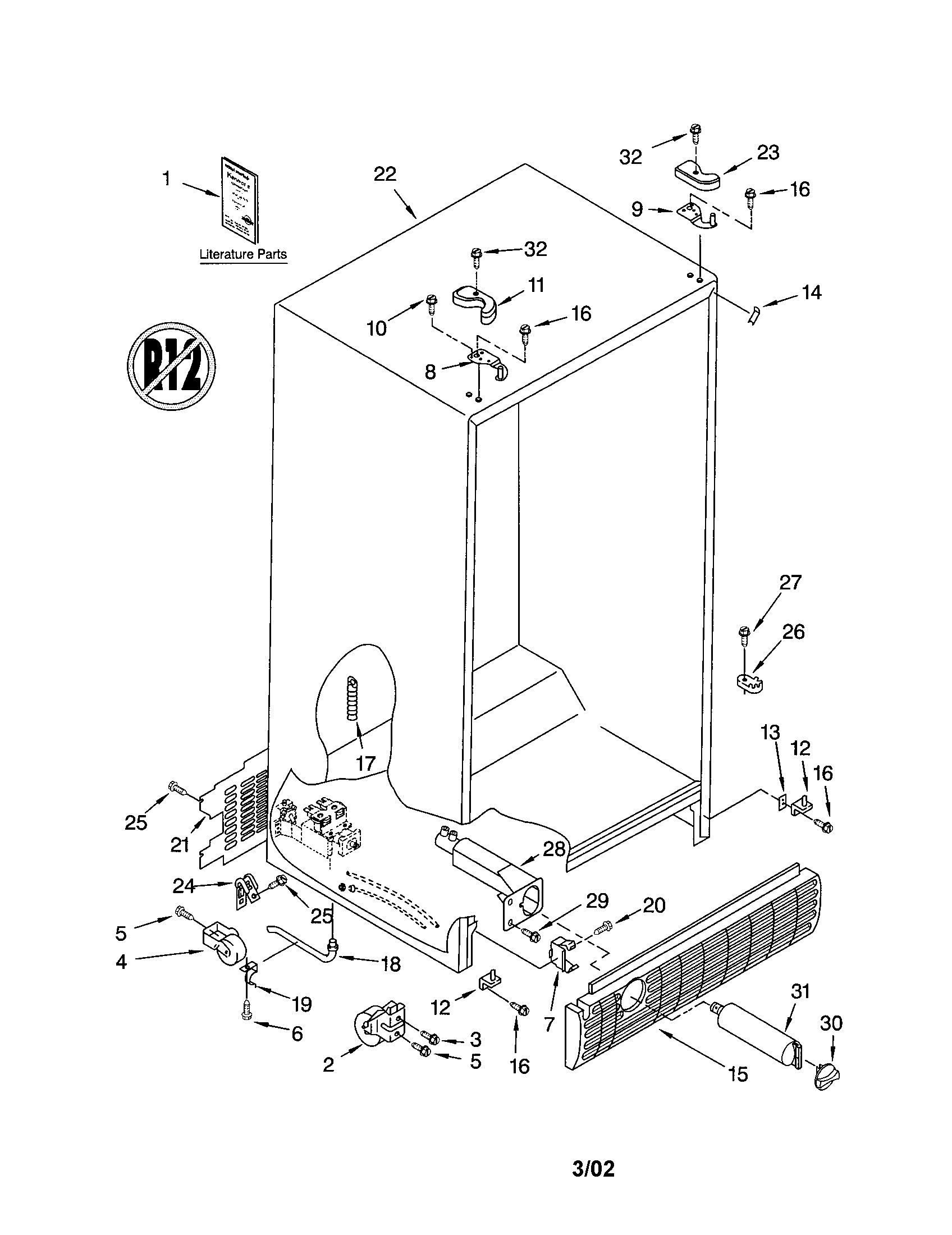 Kenmore 10652542102 cabinet diagram