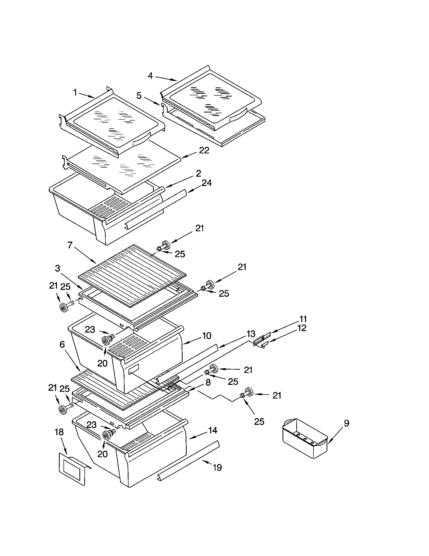 Kenmore 10652542102 refrigerator shelf diagram