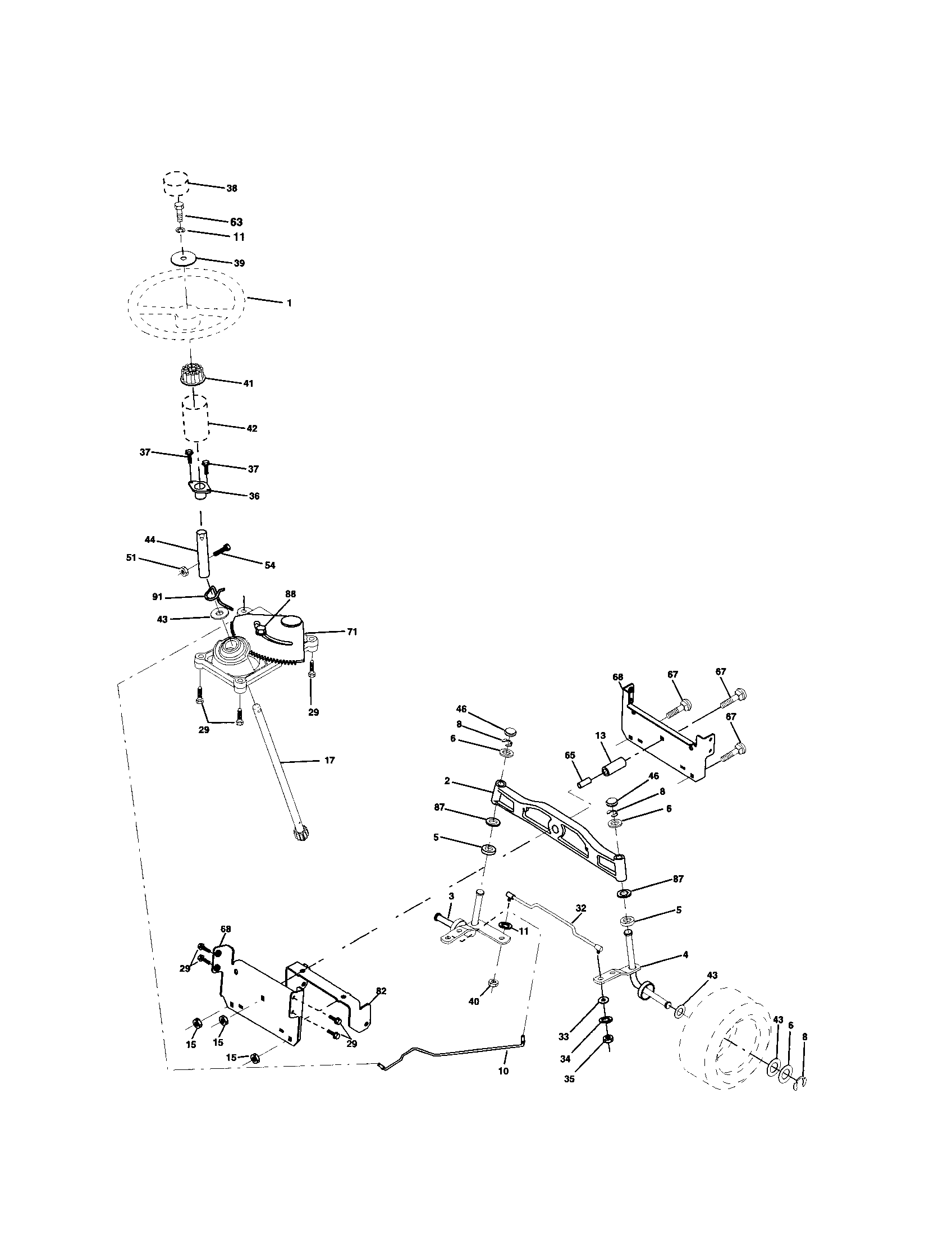 Poulan PPR20H42STA steering assembly diagram