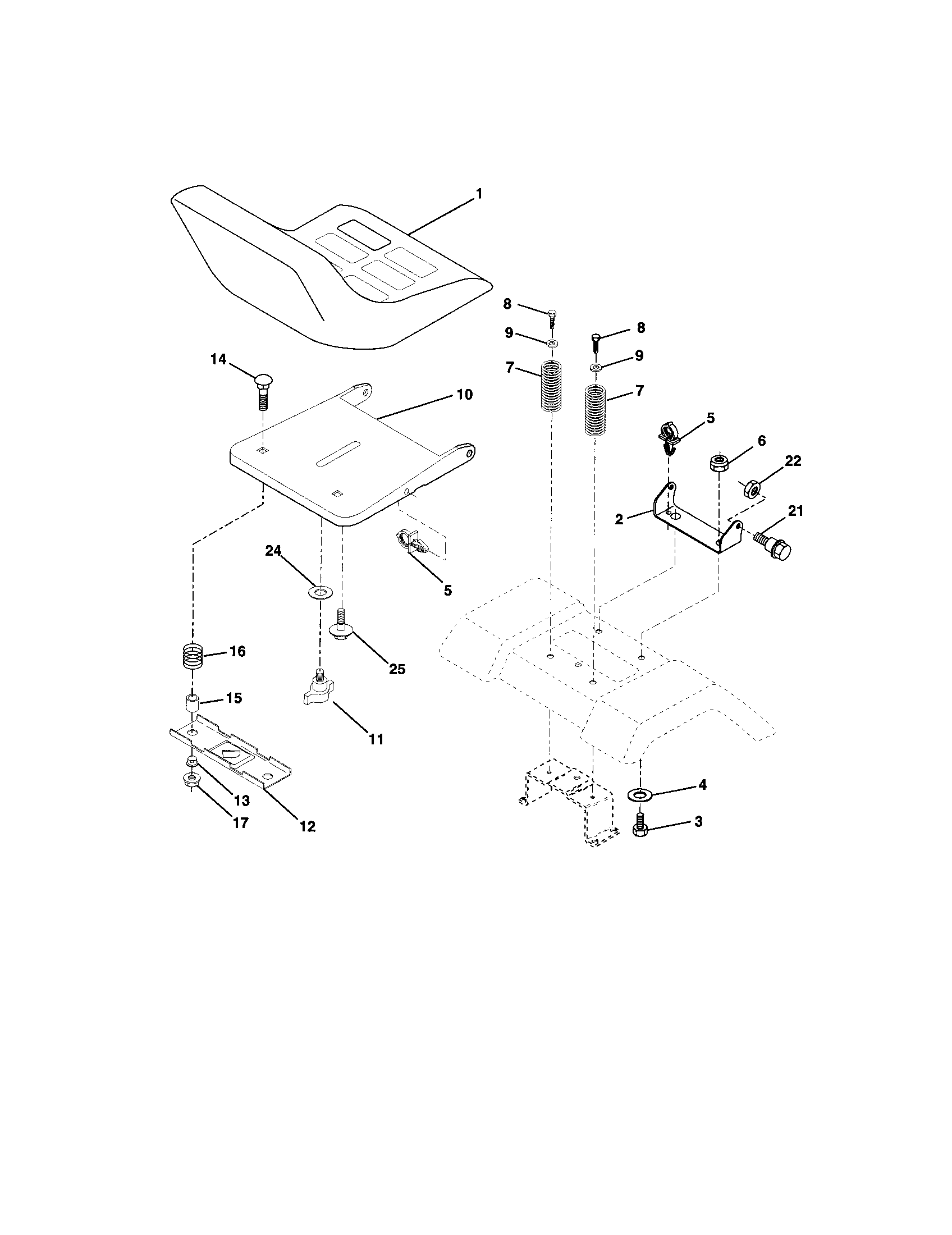 Poulan PPR20H42STA seat assembly diagram