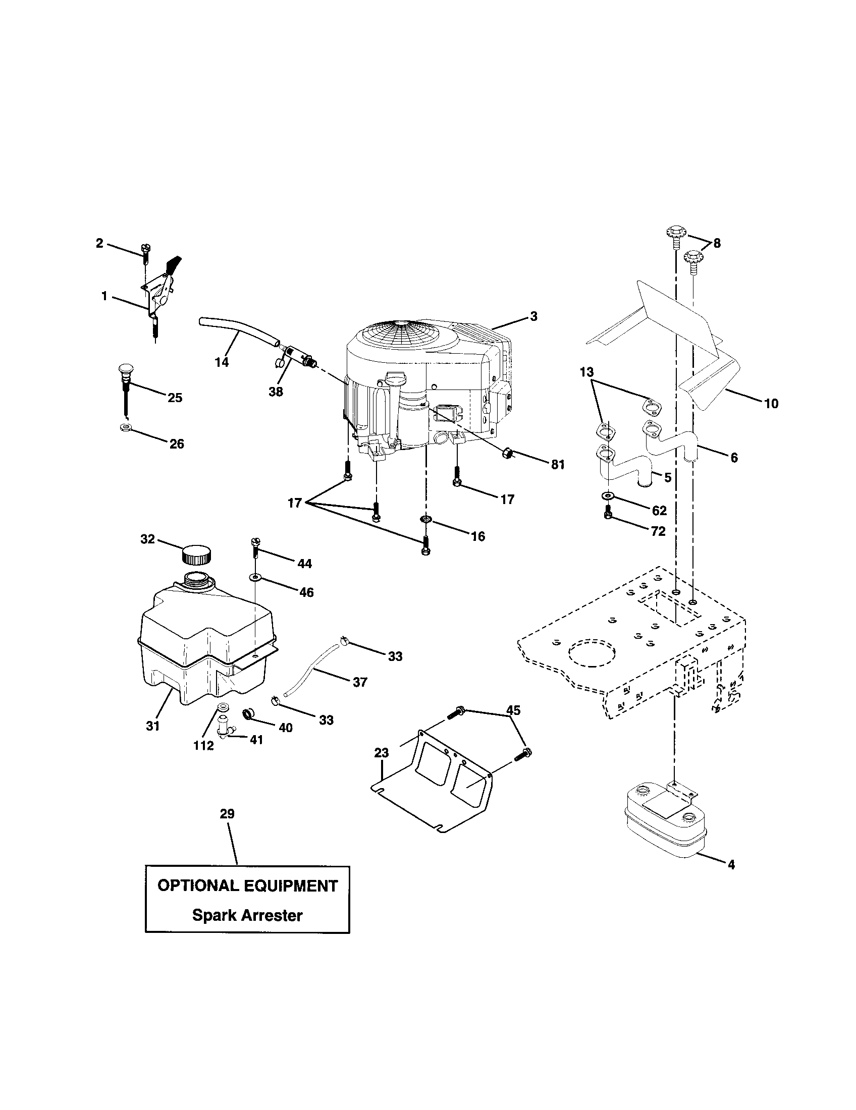 Poulan PPR20H42STA engine diagram
