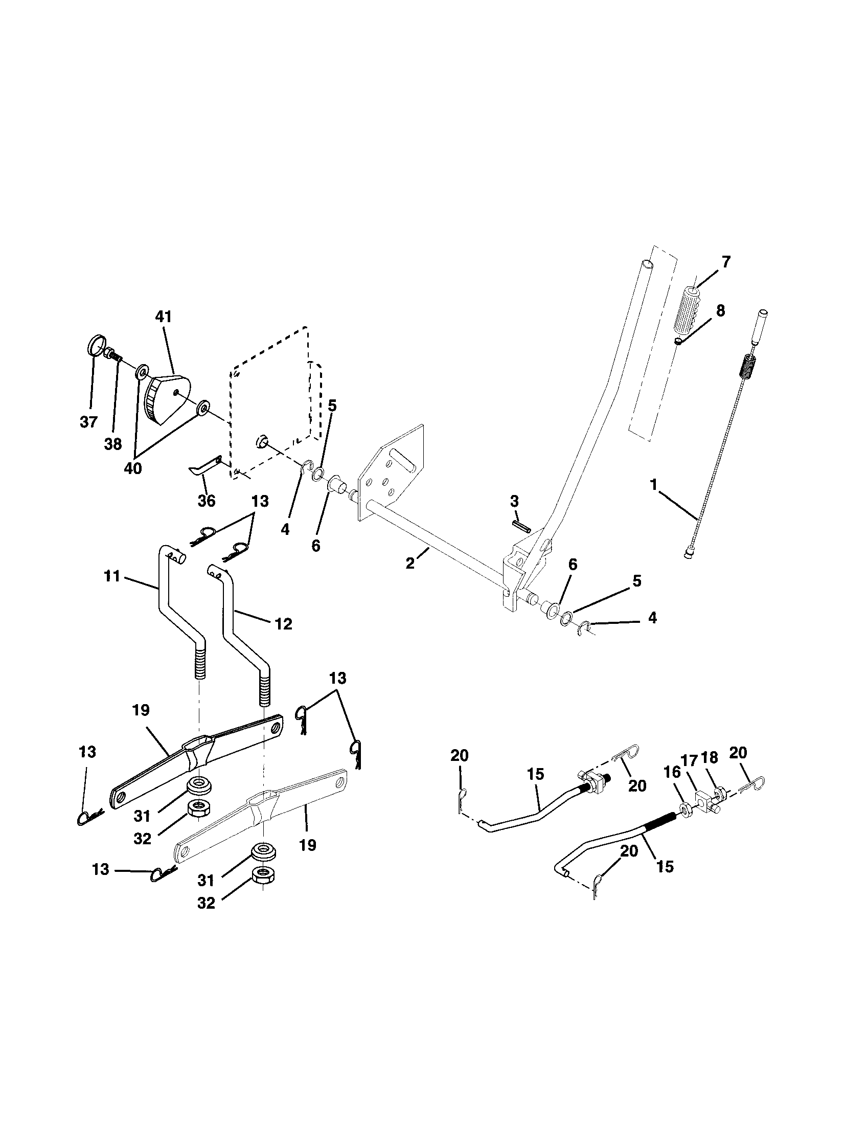 Poulan PPR20H42STA mower lift diagram