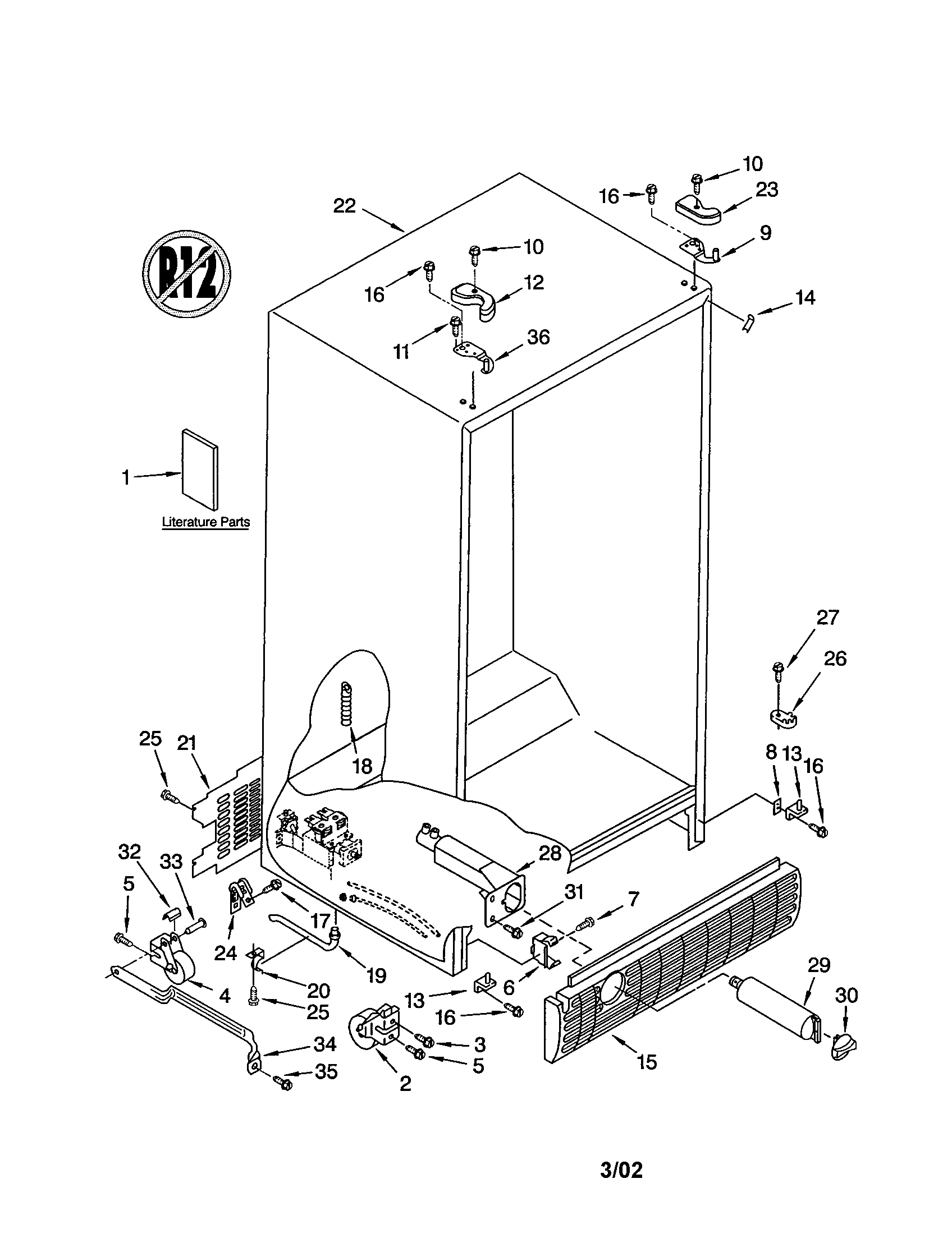Kenmore 10653602201 cabinet diagram