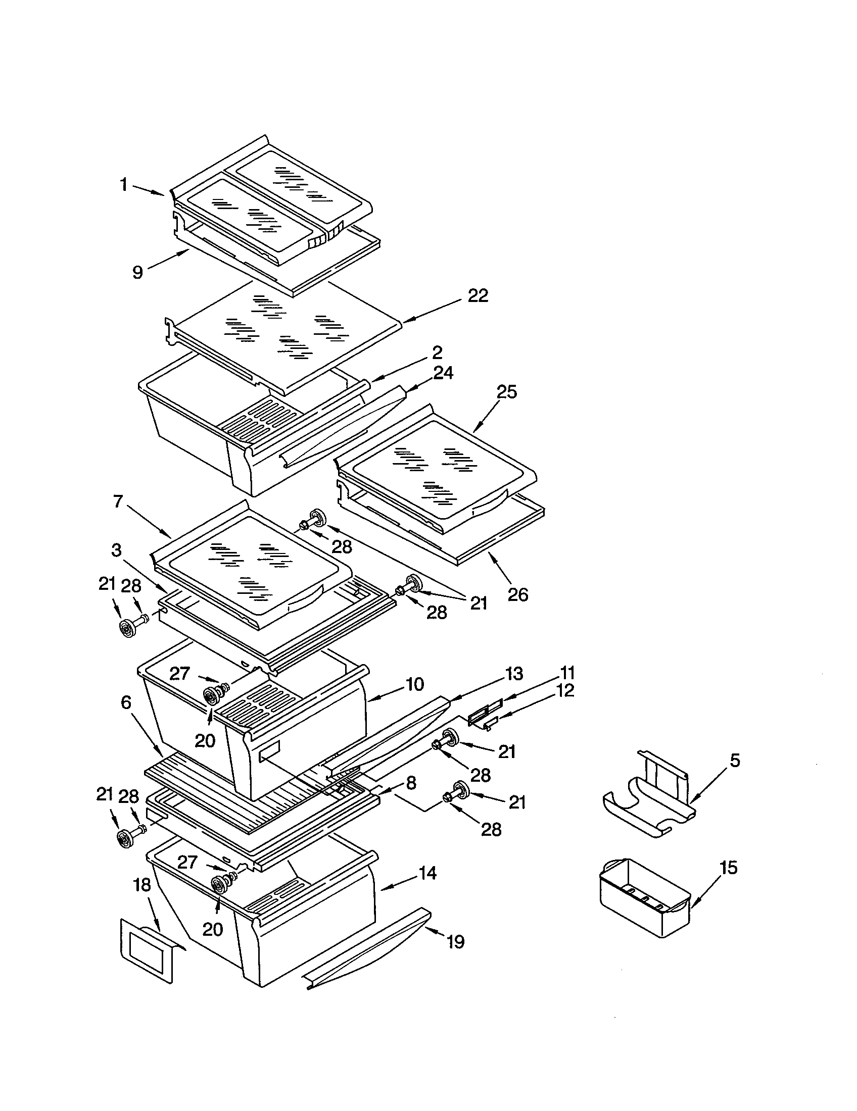 Kenmore 10653602201 refrigerator shelf diagram
