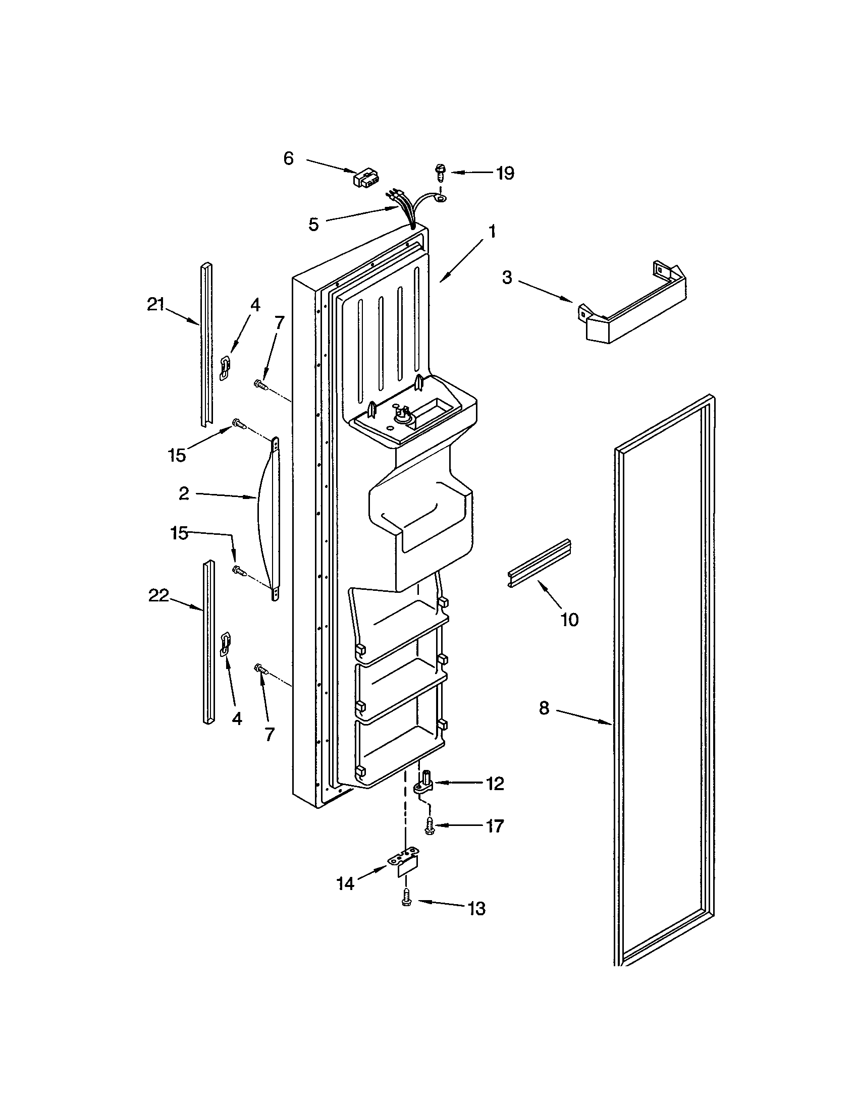 Kenmore 10653602201 freezer door diagram