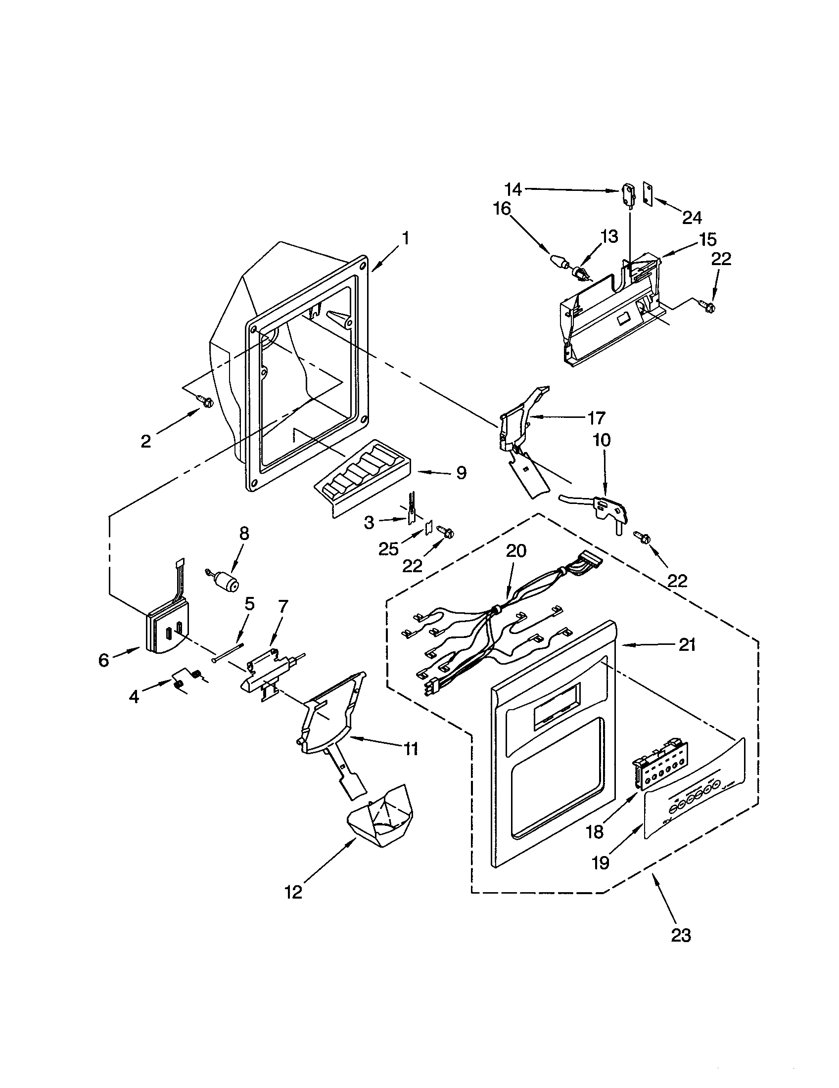 Kenmore 10653602201 dispenser front diagram