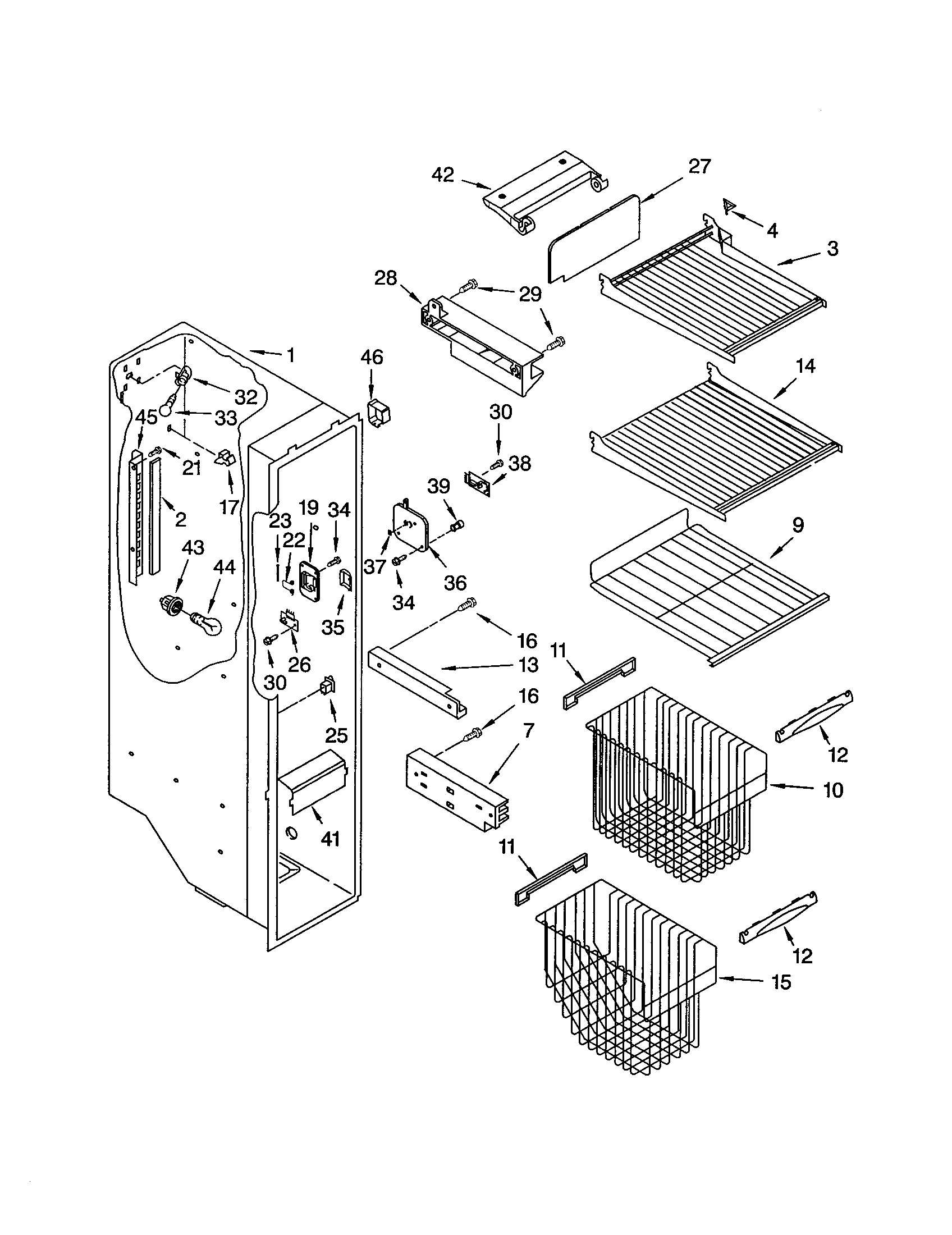 Kenmore 10653209201 freezer liner diagram