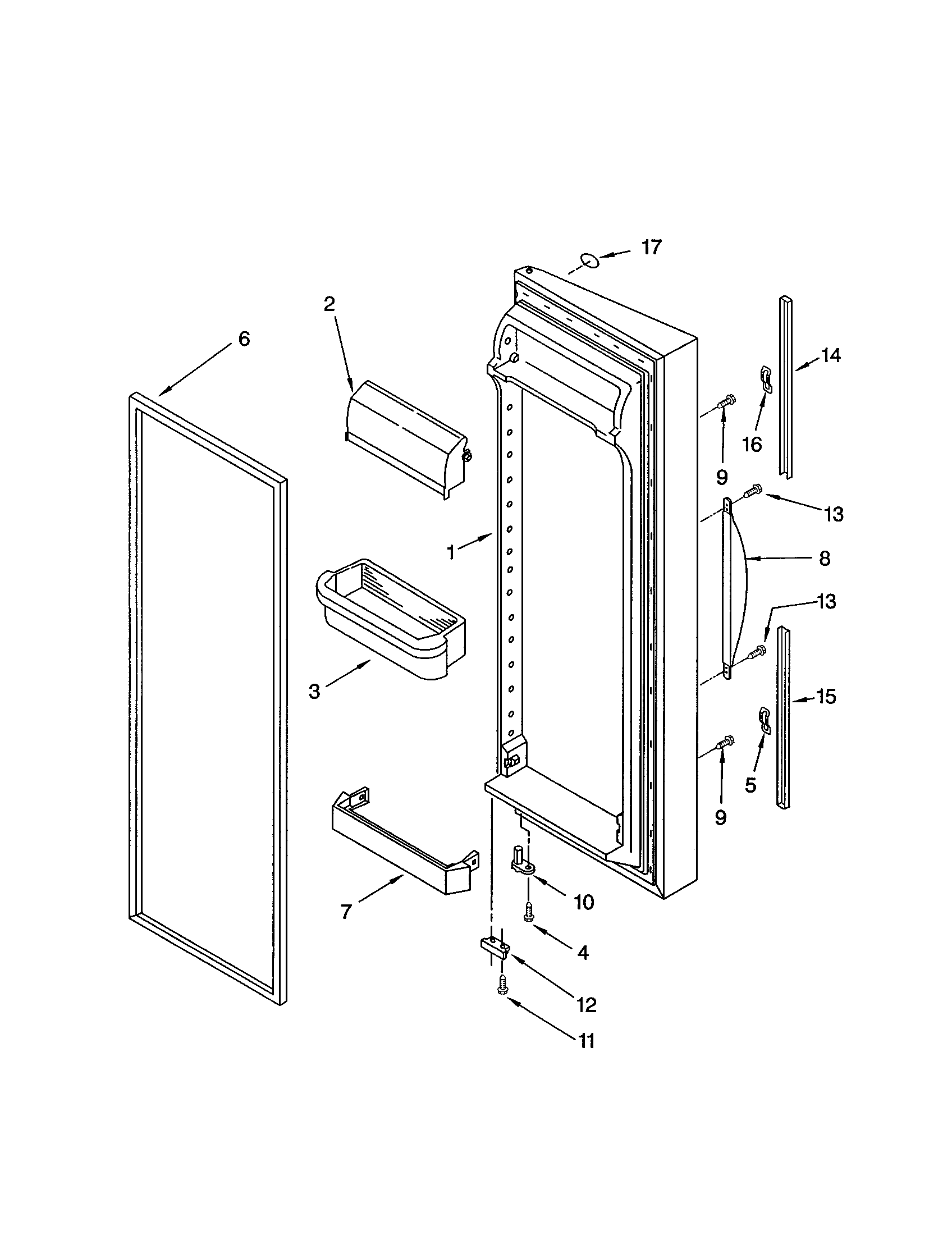Kenmore 10653209201 refrigerator door diagram