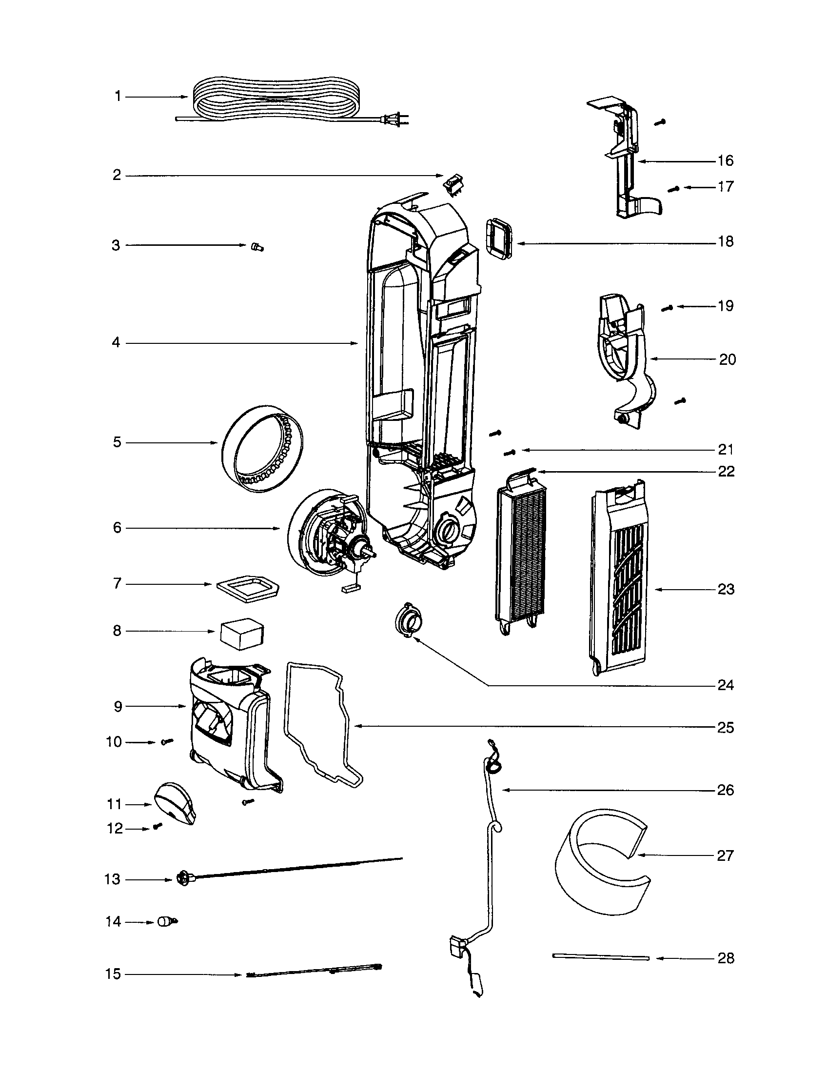 Eureka 5740A motor/cover diagram