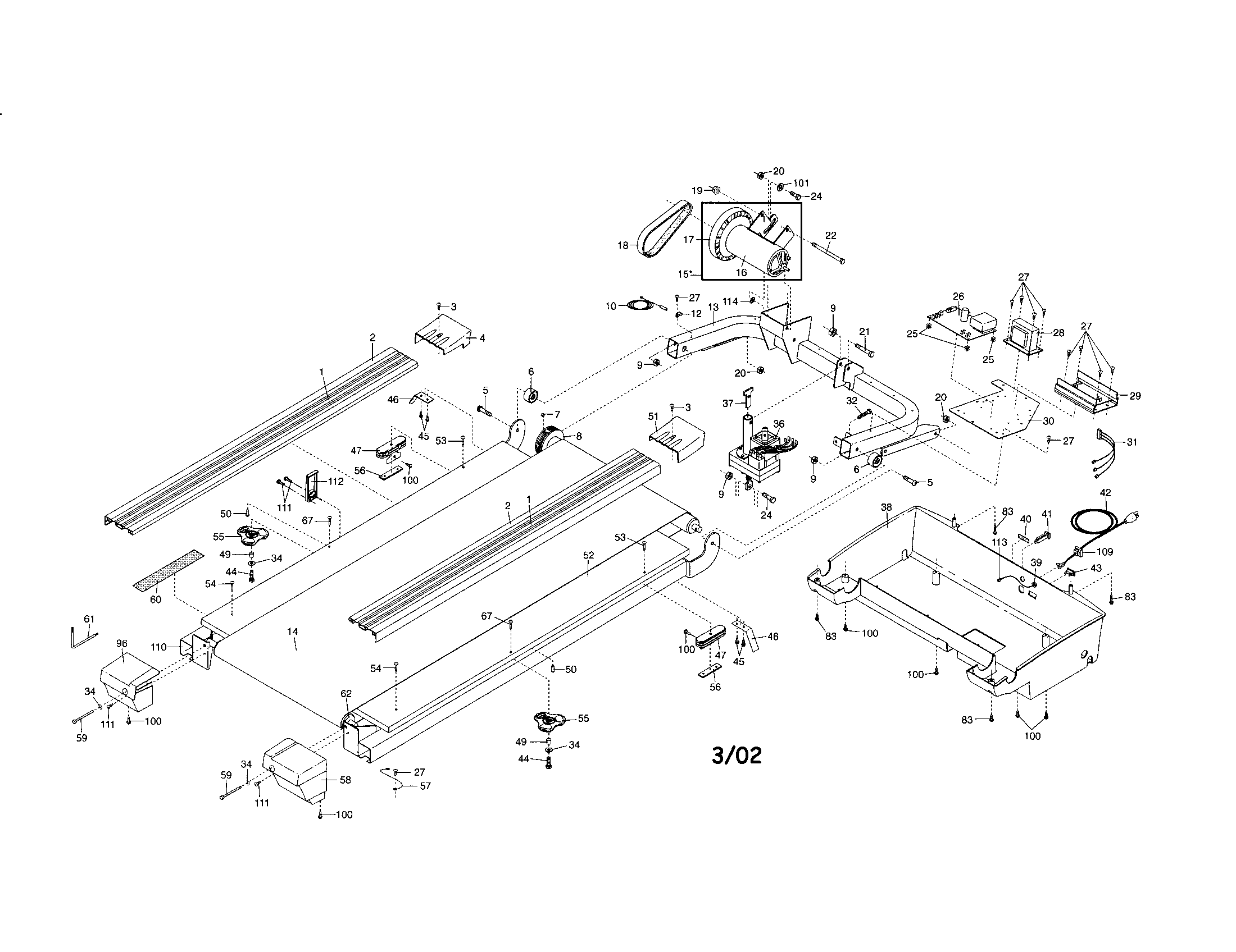 NordicTrack 831298670 walking/motor belts diagram