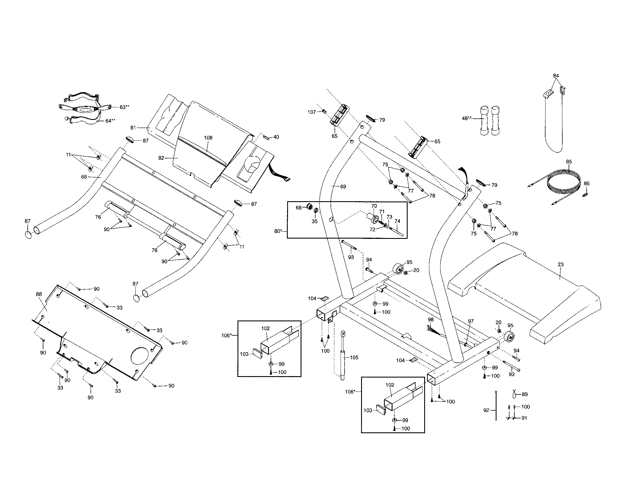 NordicTrack 831298670 console base/handrails diagram