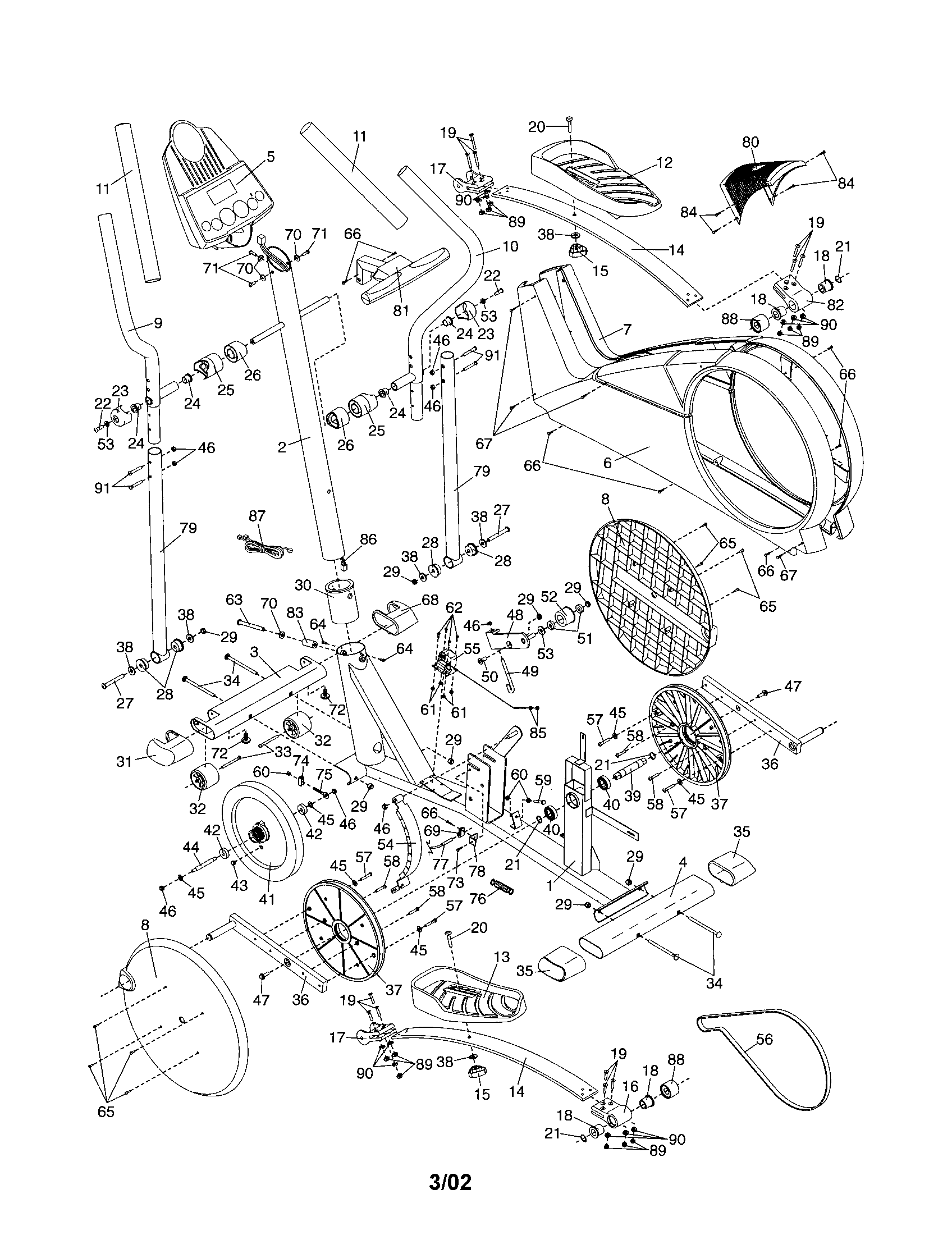 Proform 831285282 cardio cross trainer diagram