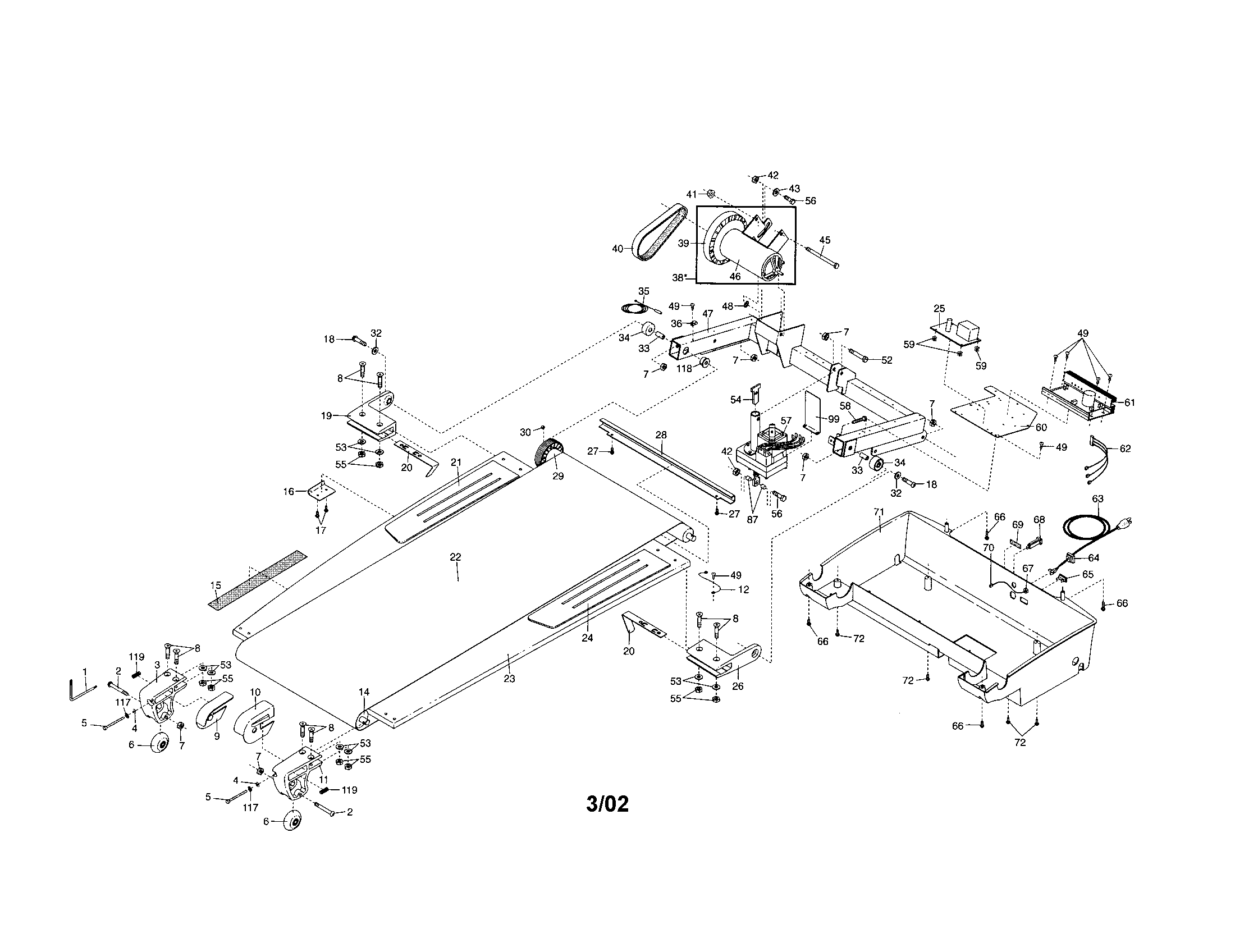 NordicTrack NTTL11513 walking/motor belts diagram