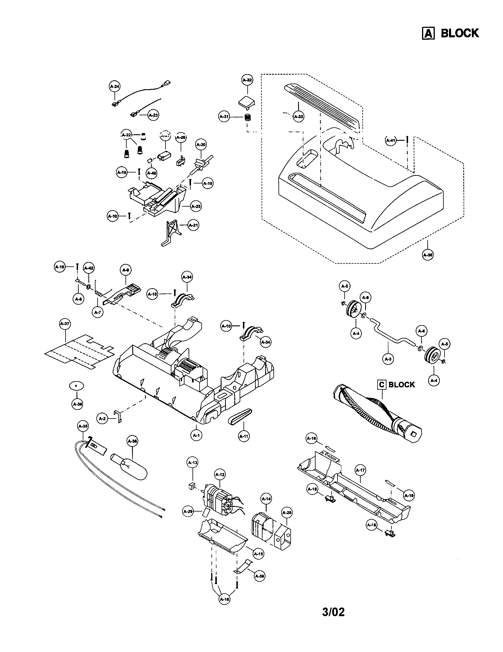Panasonic MC-V400 power nozz.le and agitator diagram