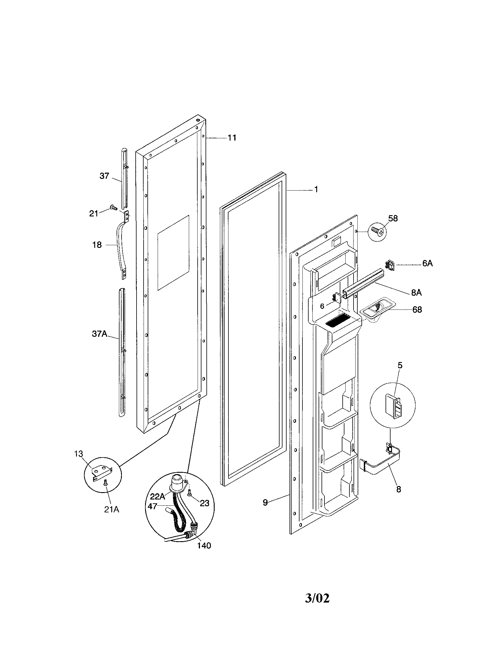 Frigidaire FRS20ZGGD3 freezer door diagram