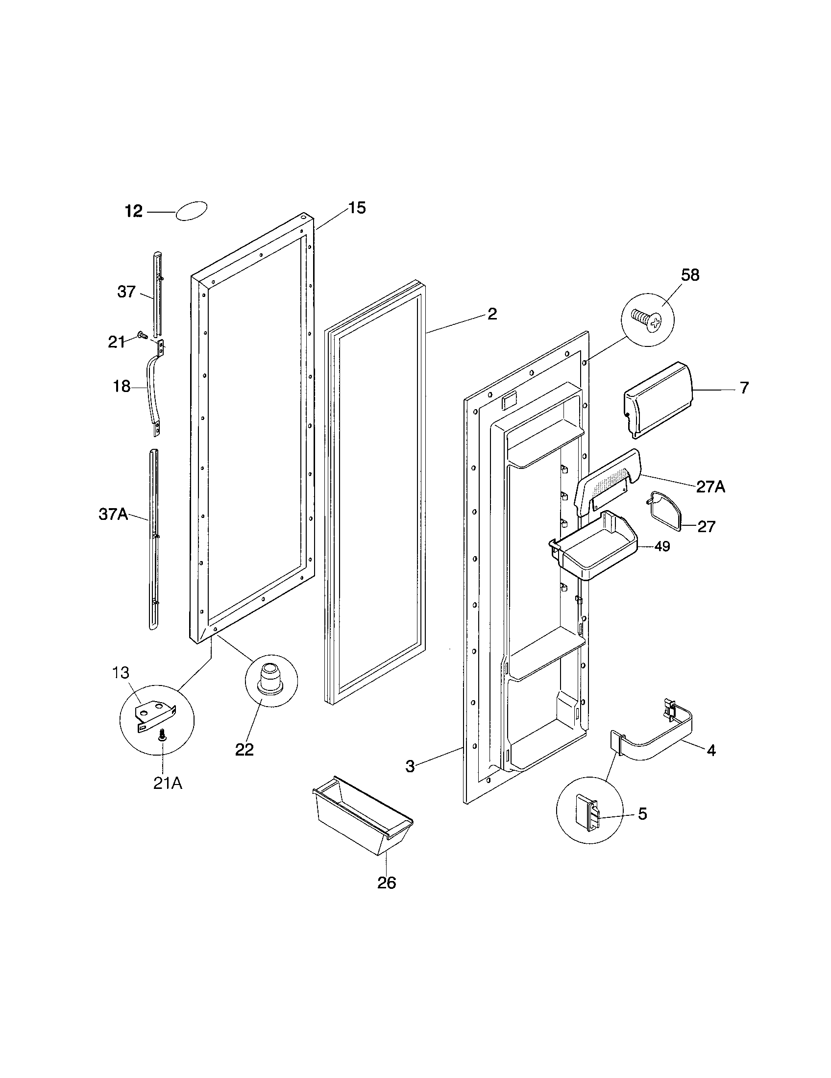 Frigidaire FRS20ZGGD3 refrigerator door diagram