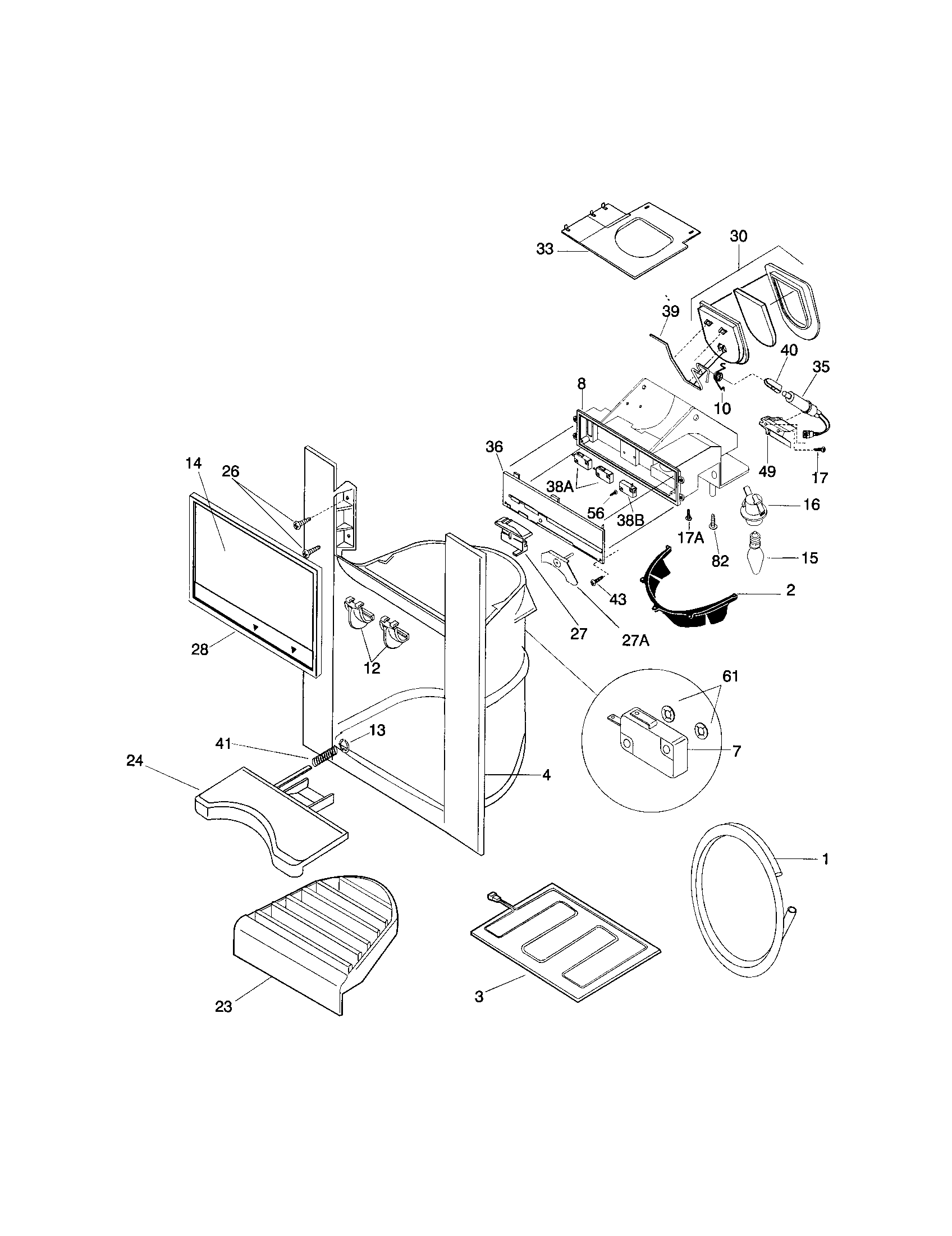 Frigidaire FRS20ZGGD3 dispenser diagram