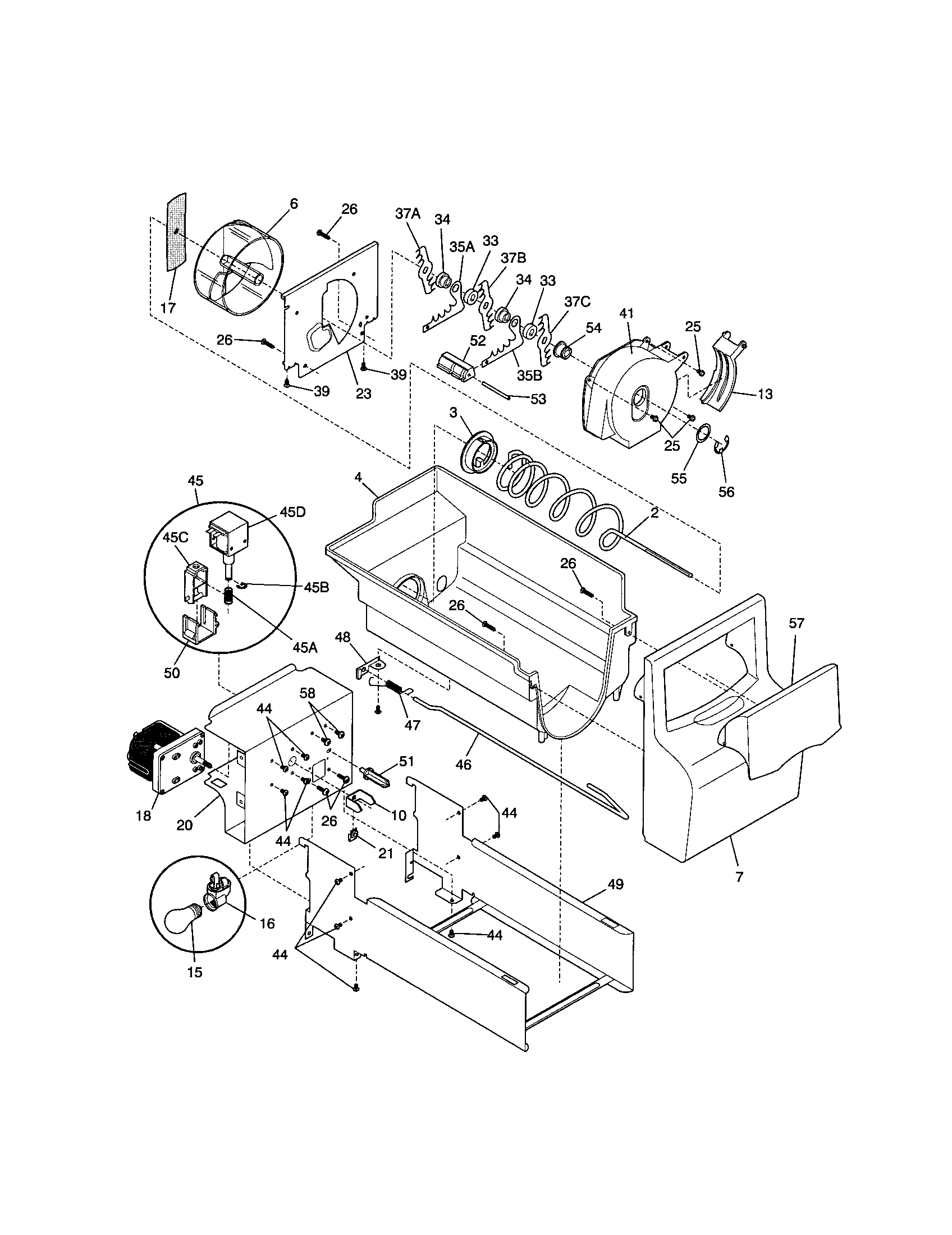 Frigidaire FRS20ZGGD3 ice container diagram