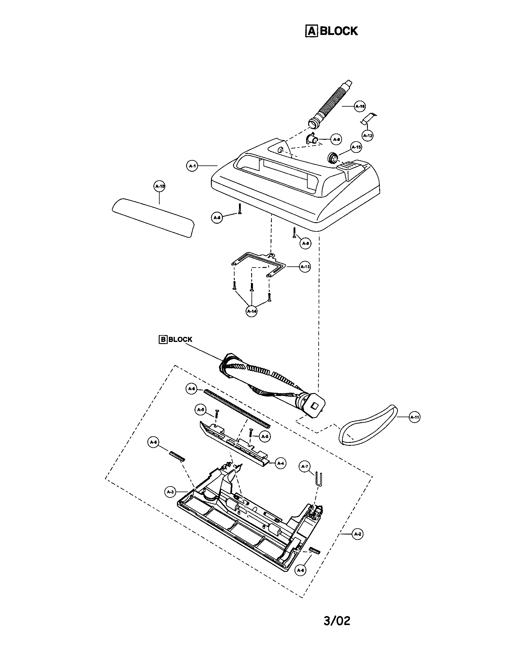 Panasonic MC-V150 nozzle housing diagram