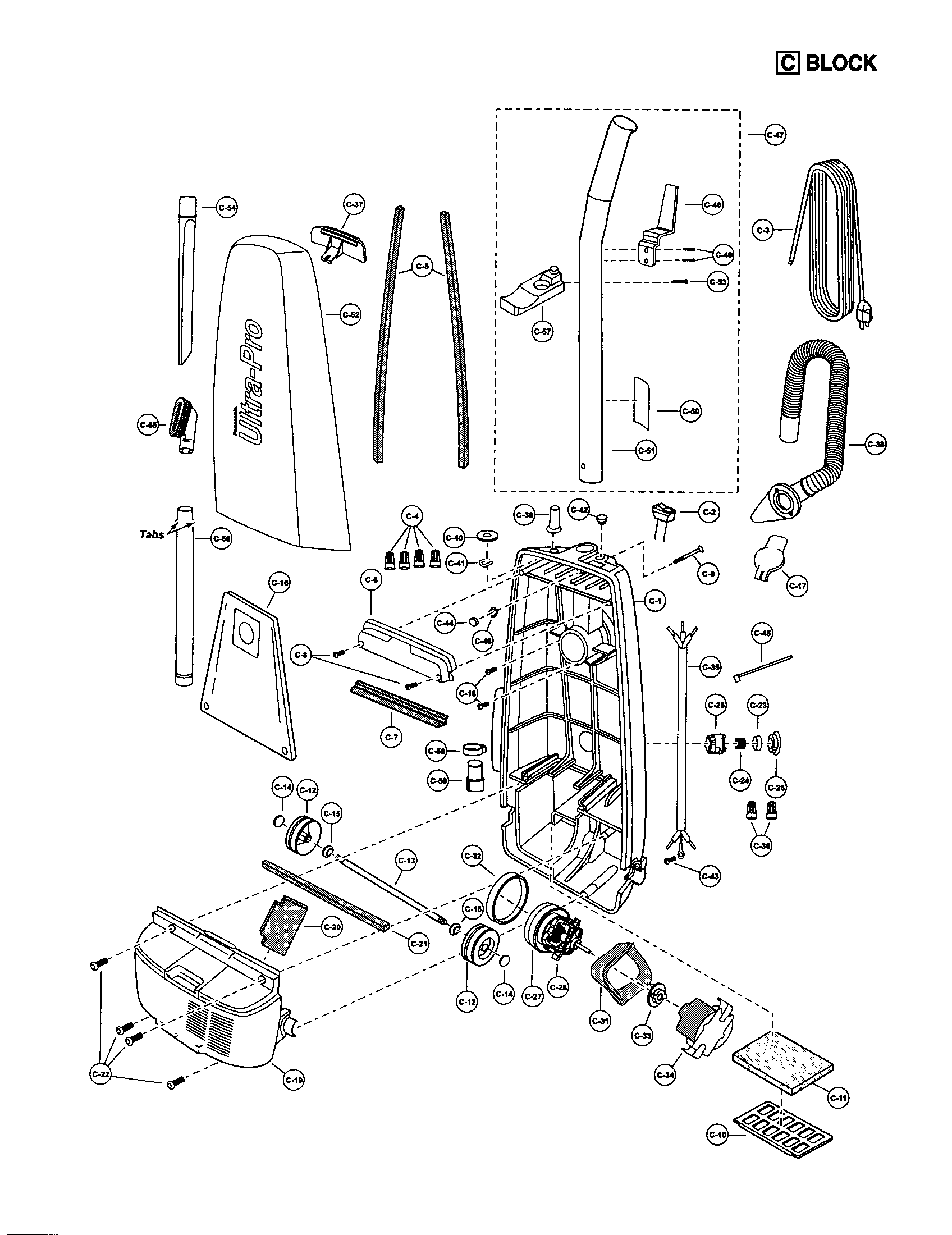 Panasonic MC-V150 body/motor housing/motor diagram