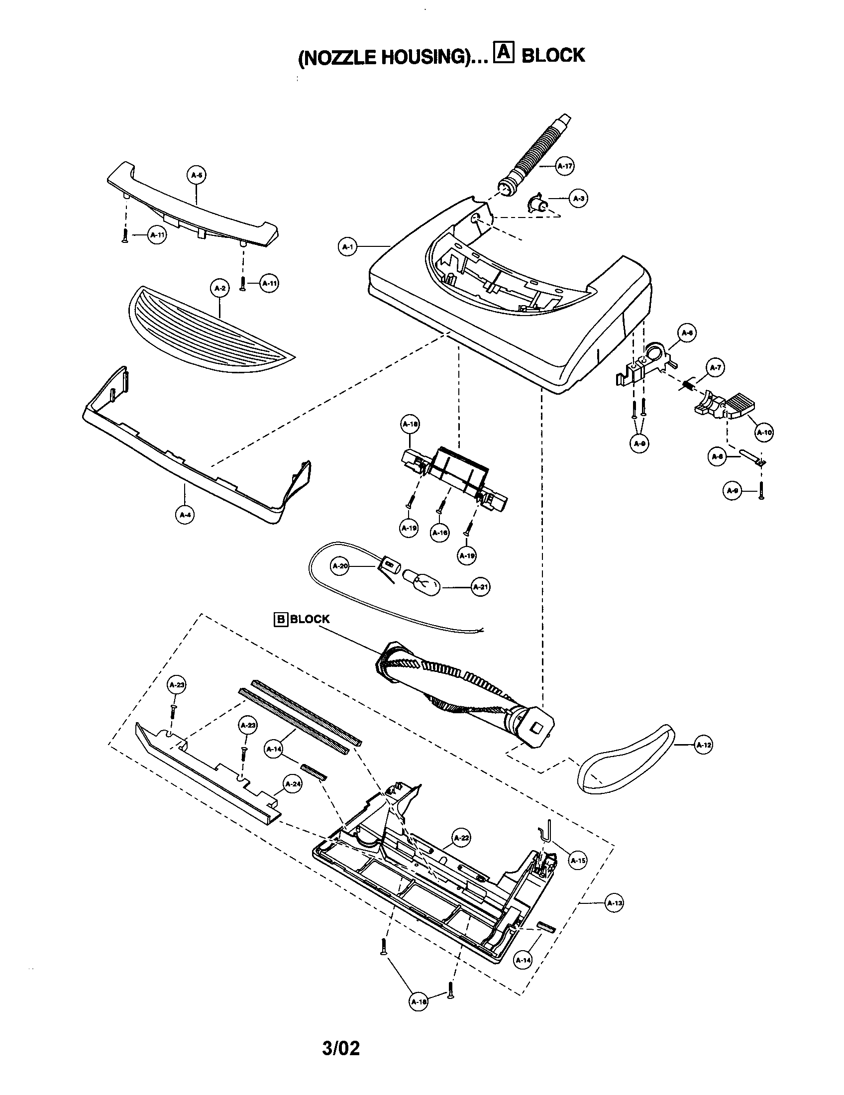 Panasonic MC-V7325 nozzle housing diagram