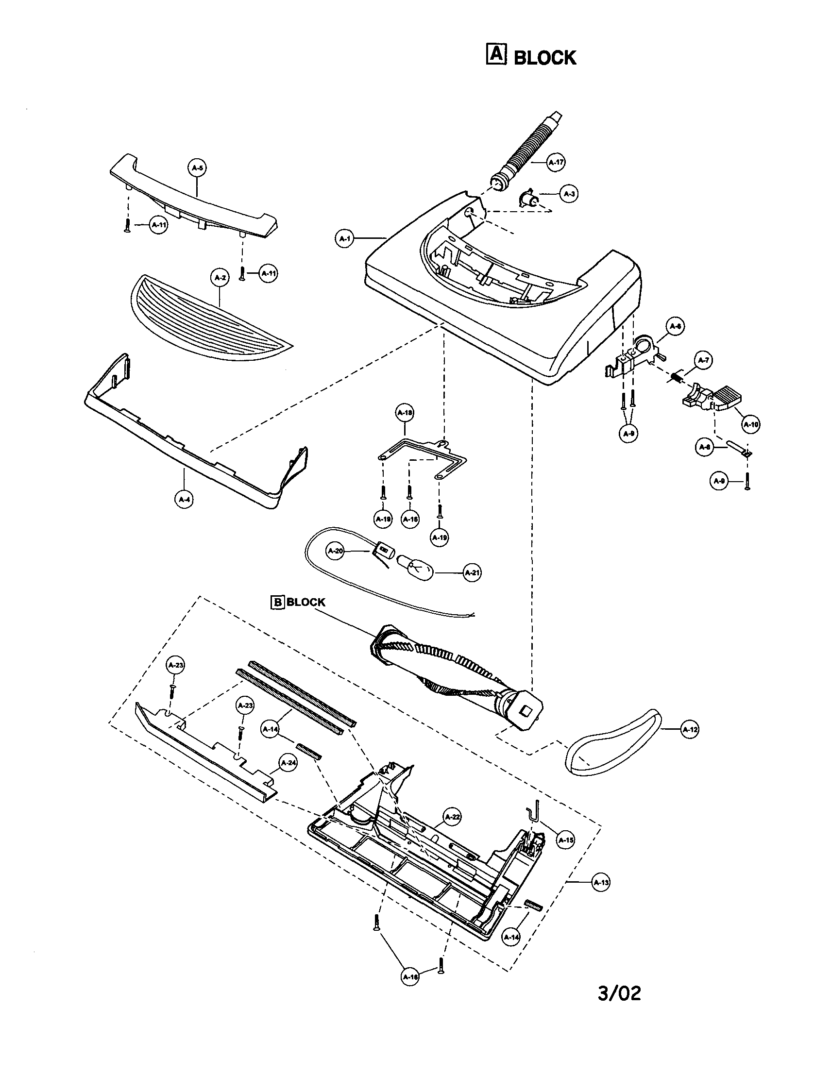Panasonic MC-V7305 nozzle housing diagram