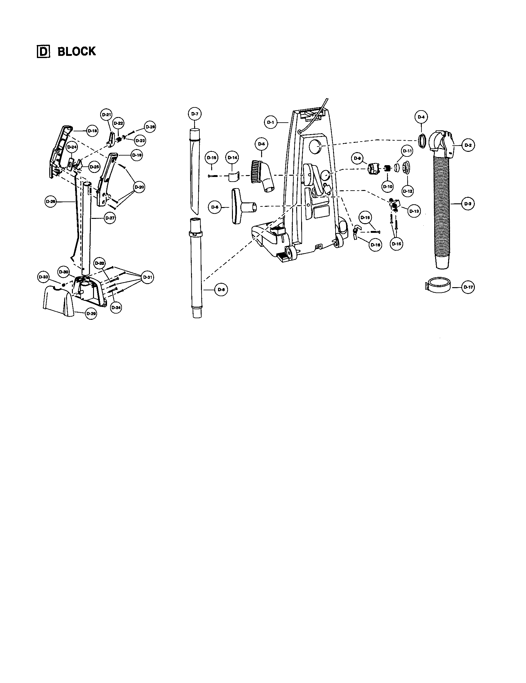 Panasonic MC-V7357 handle/rear dust compartment diagram