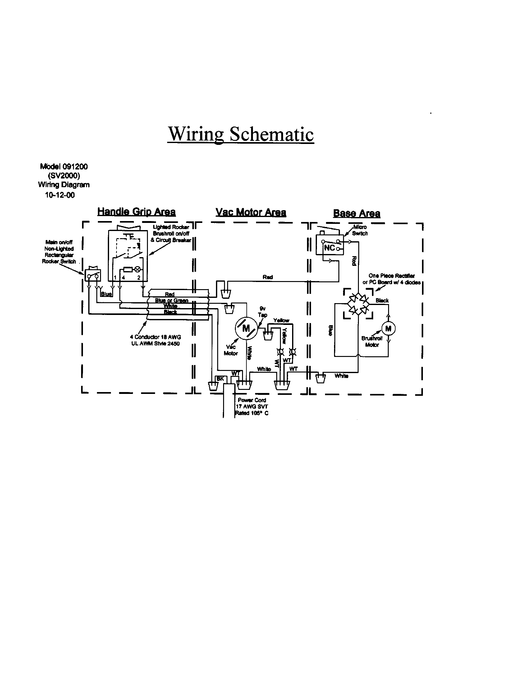 Dirt Devil M091210 wiring schematic diagram