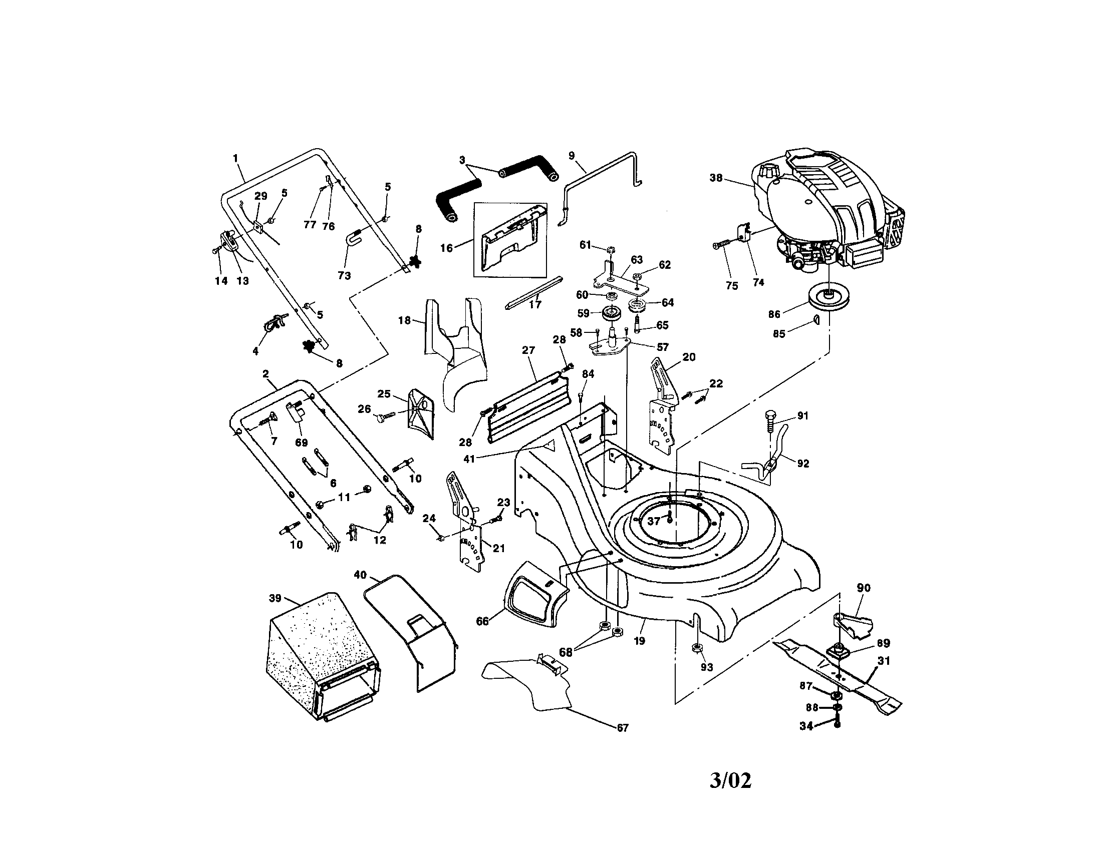 Craftsman 917377710 engine/handle/housing diagram
