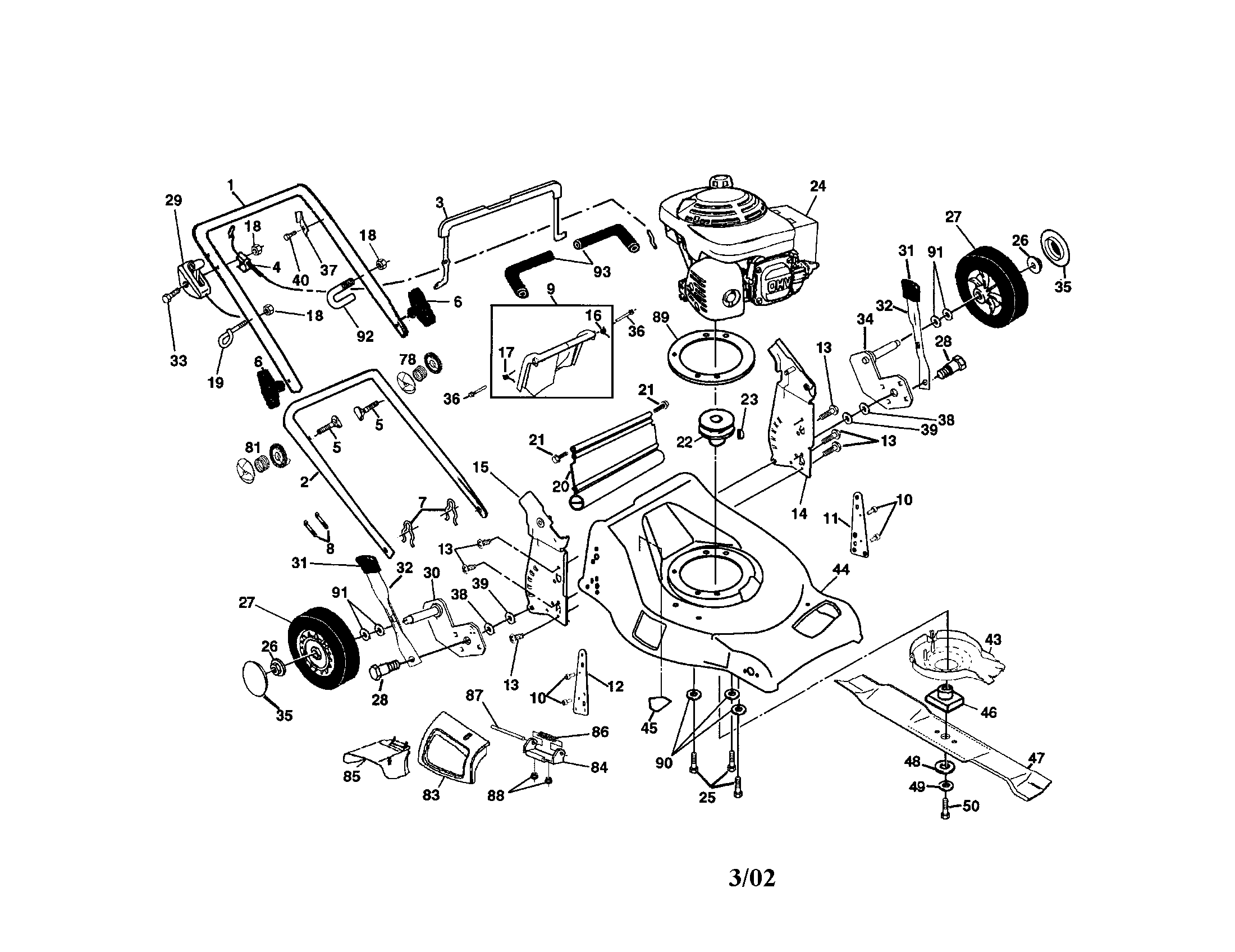 Craftsman 917378520 engine/housing/handle diagram