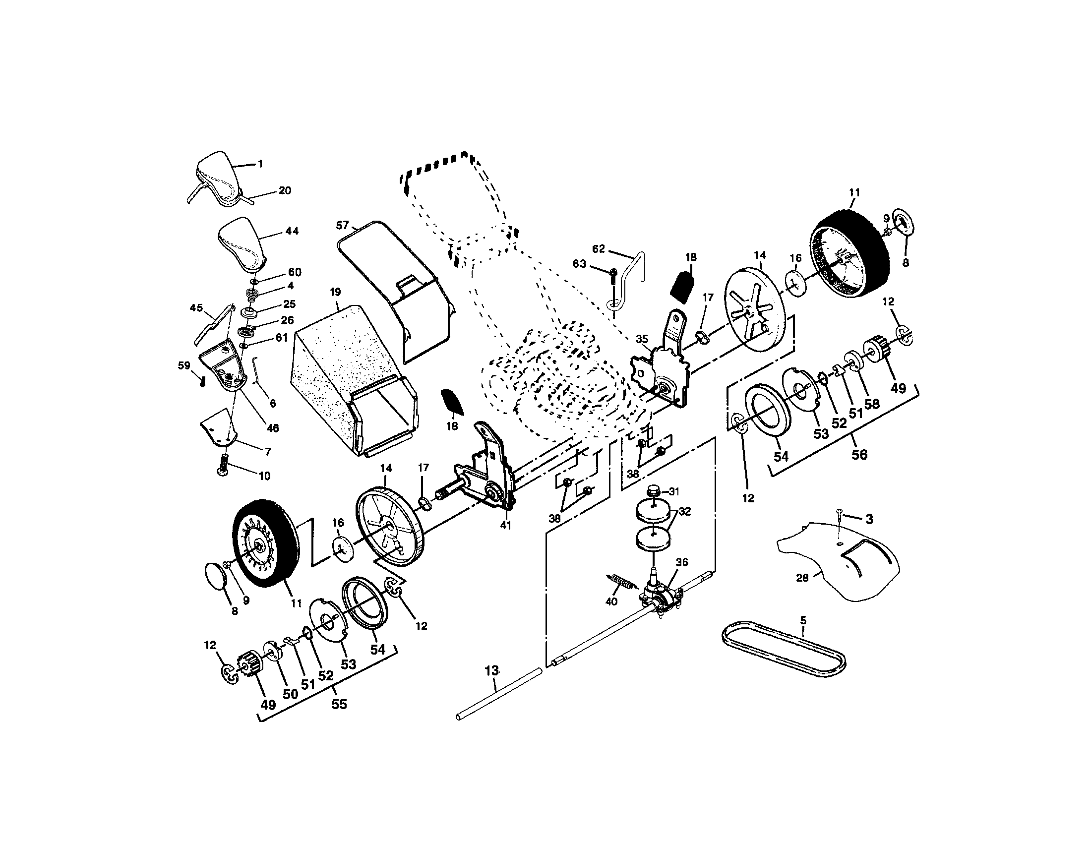 Craftsman 917378520 wheels/tires/bag diagram