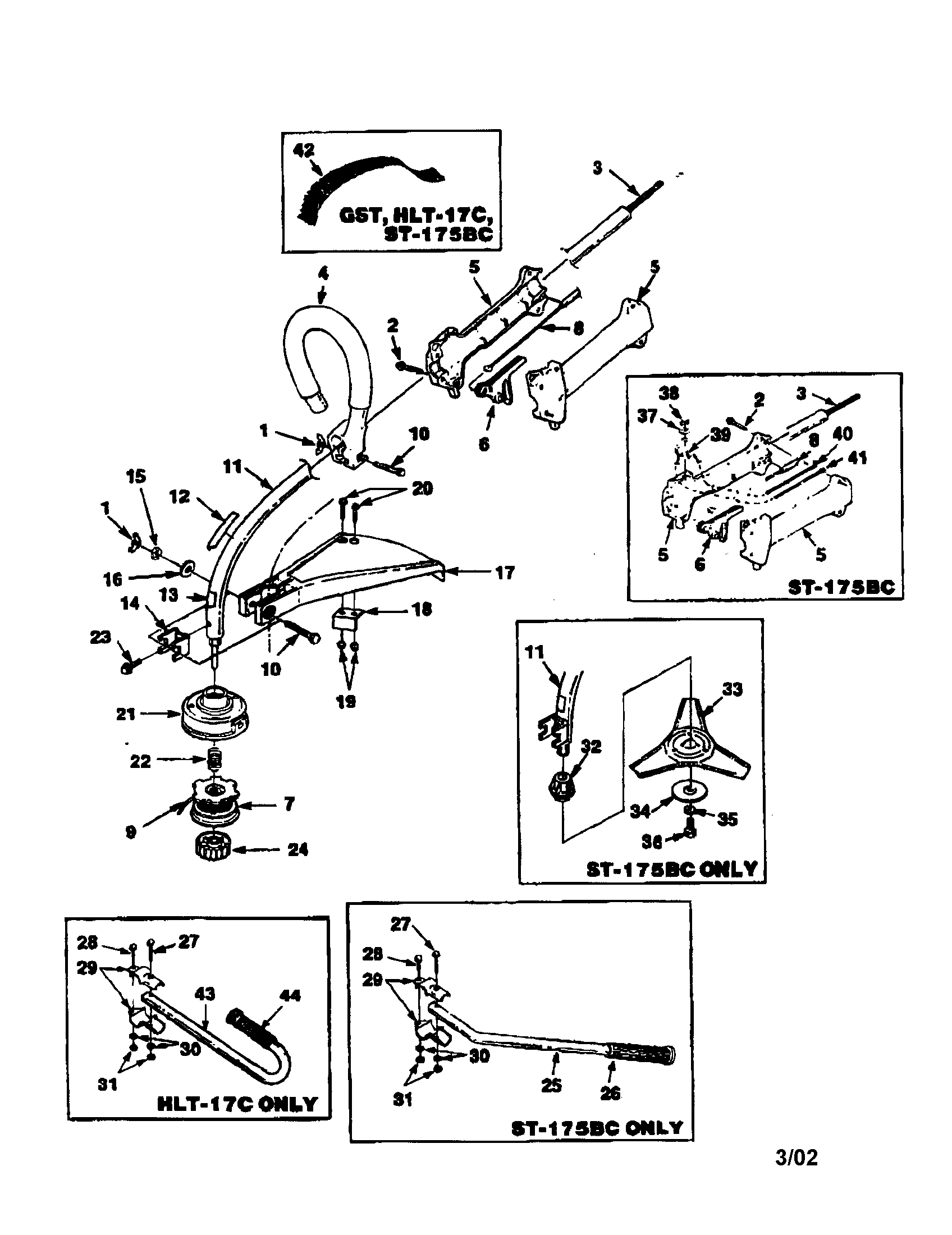 Homelite UT20593-A boom and head diagram