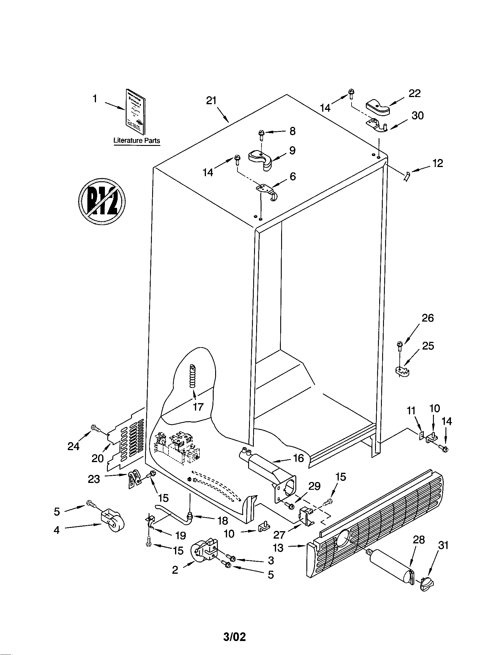 Kenmore 10651582200 cabinet diagram