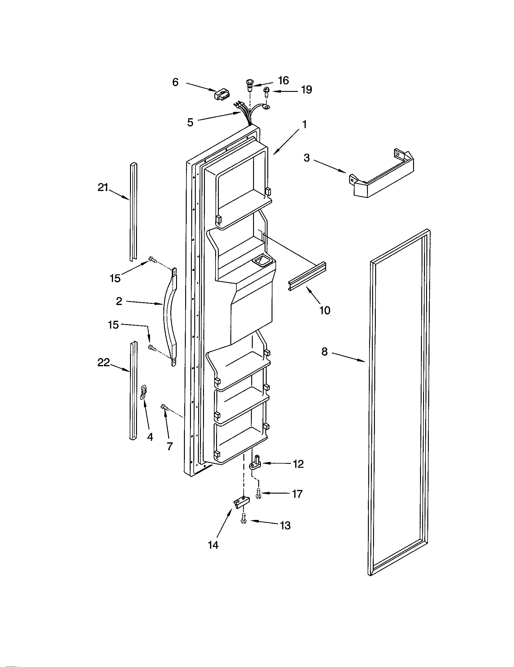 Kenmore 10651582200 freezer door diagram