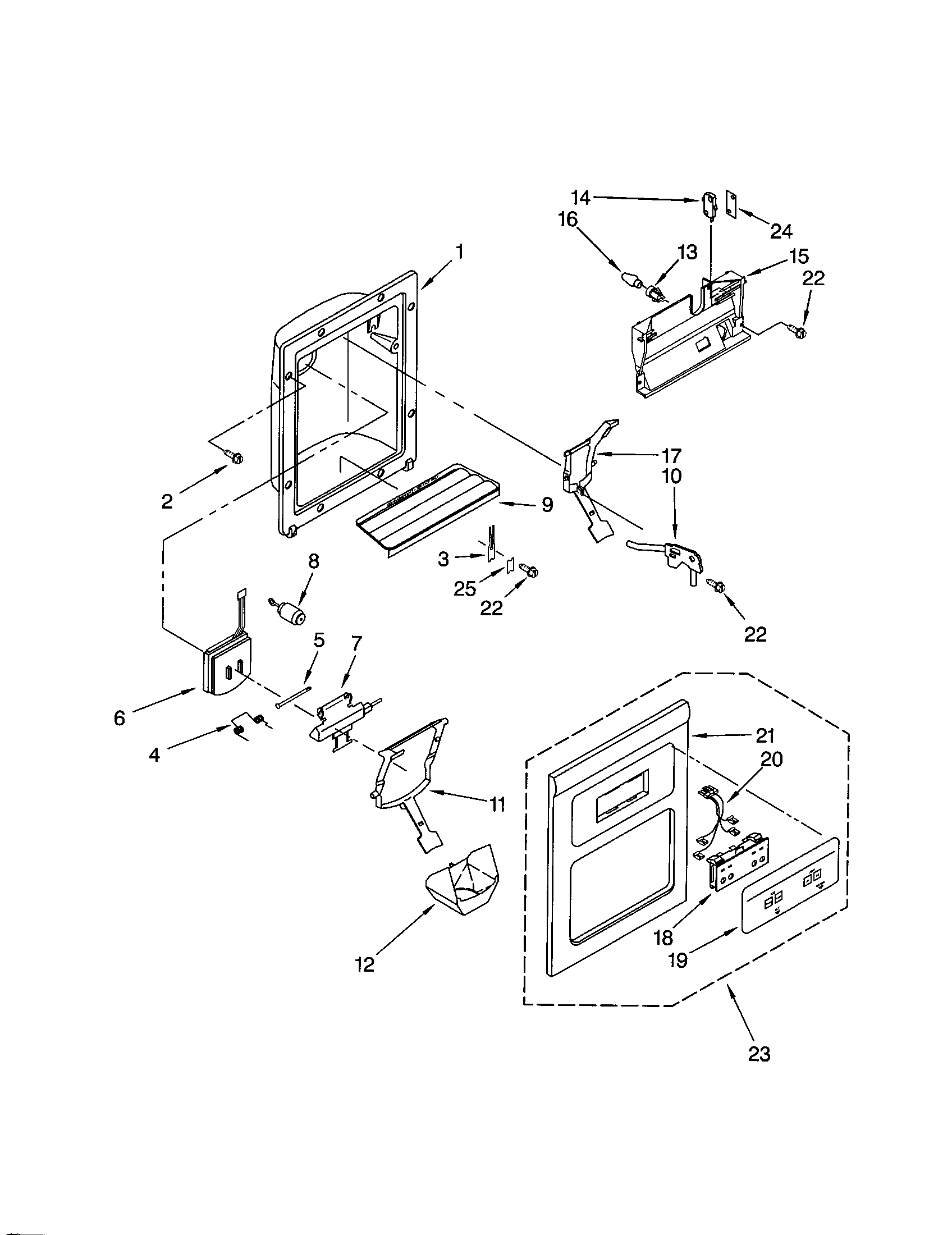 Kenmore 10651582200 dispenser front diagram