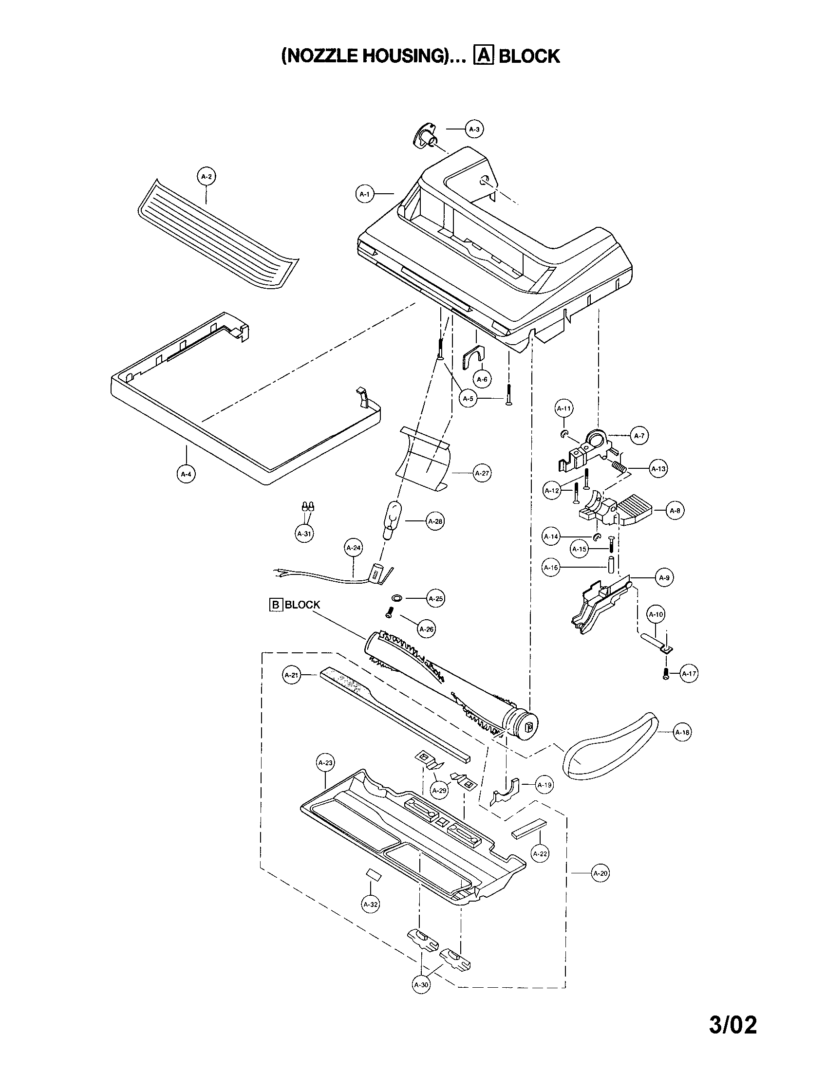 Panasonic MC-V5207 nozzle housing diagram