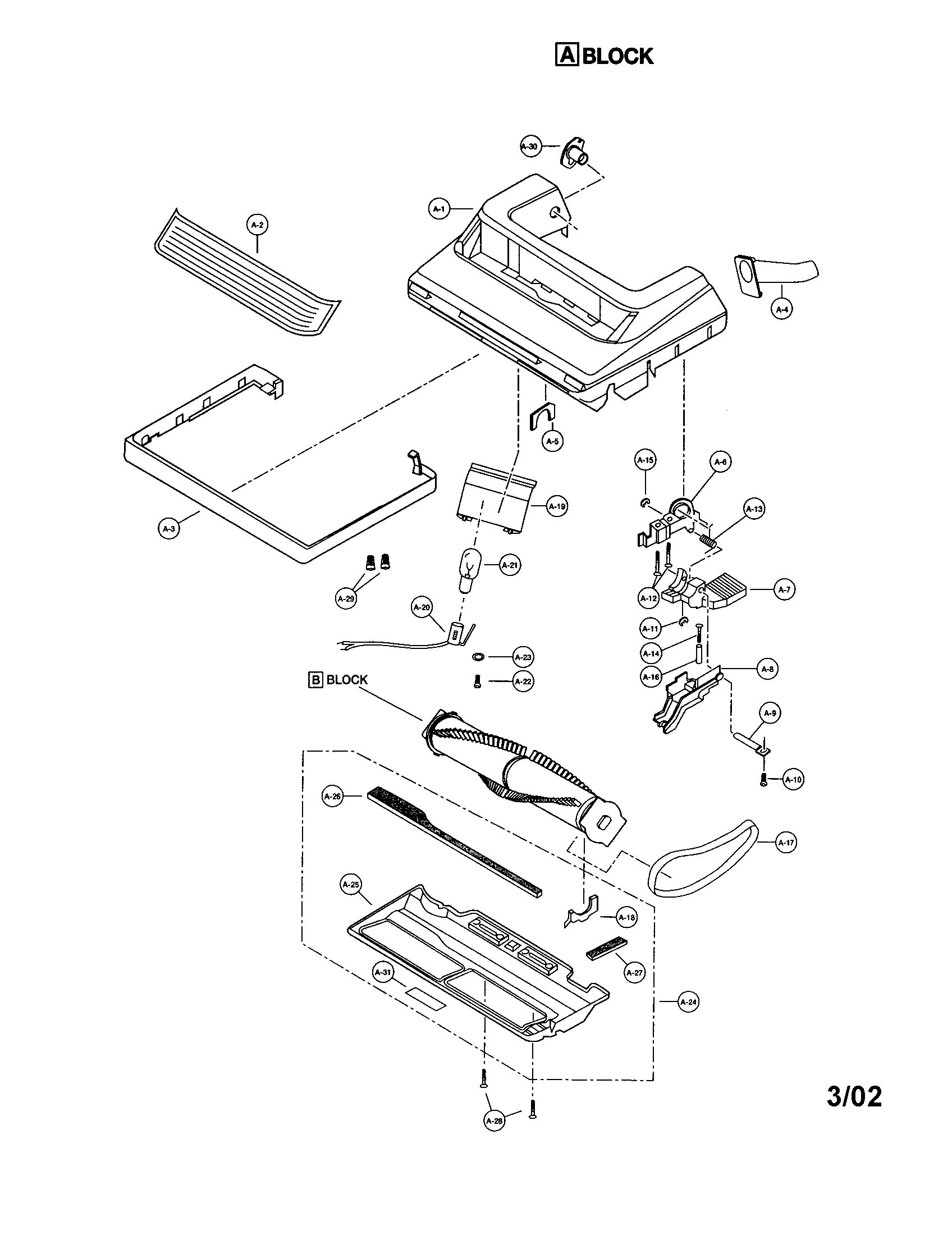 Panasonic MC-V6840 nozzle housing diagram
