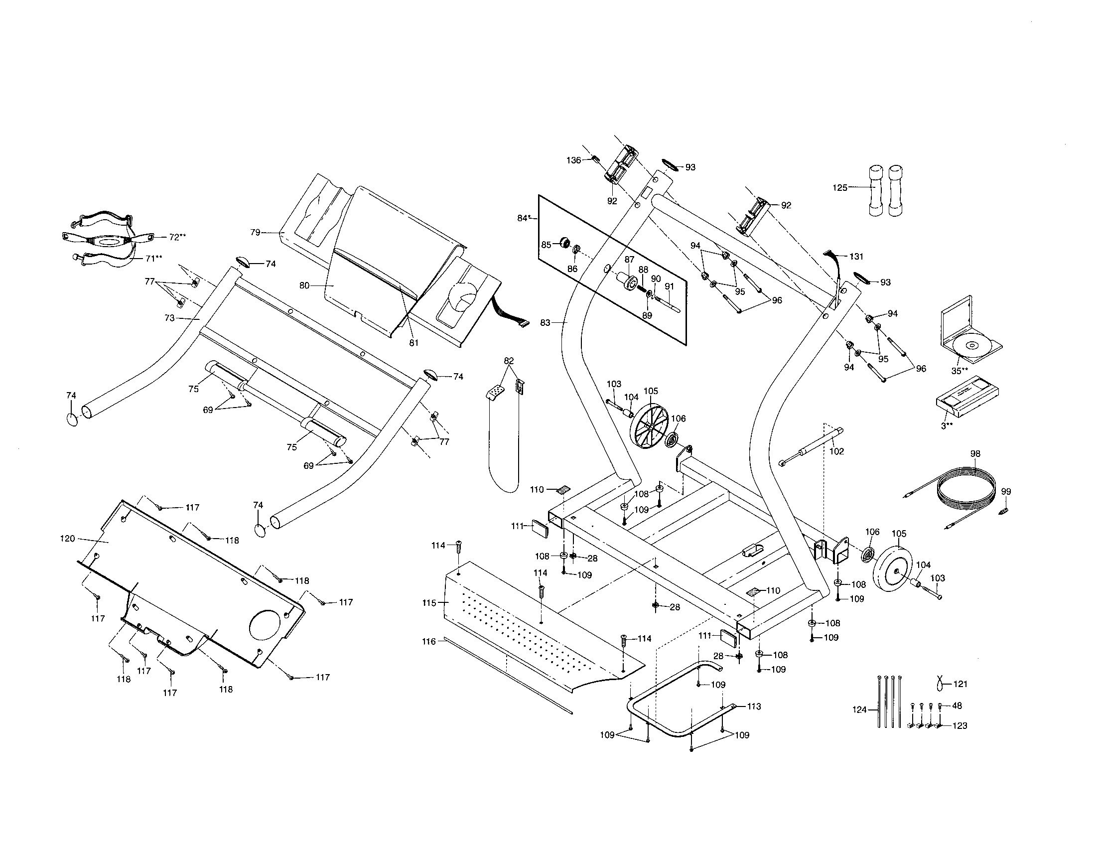 NordicTrack 831298023 console/handrails diagram