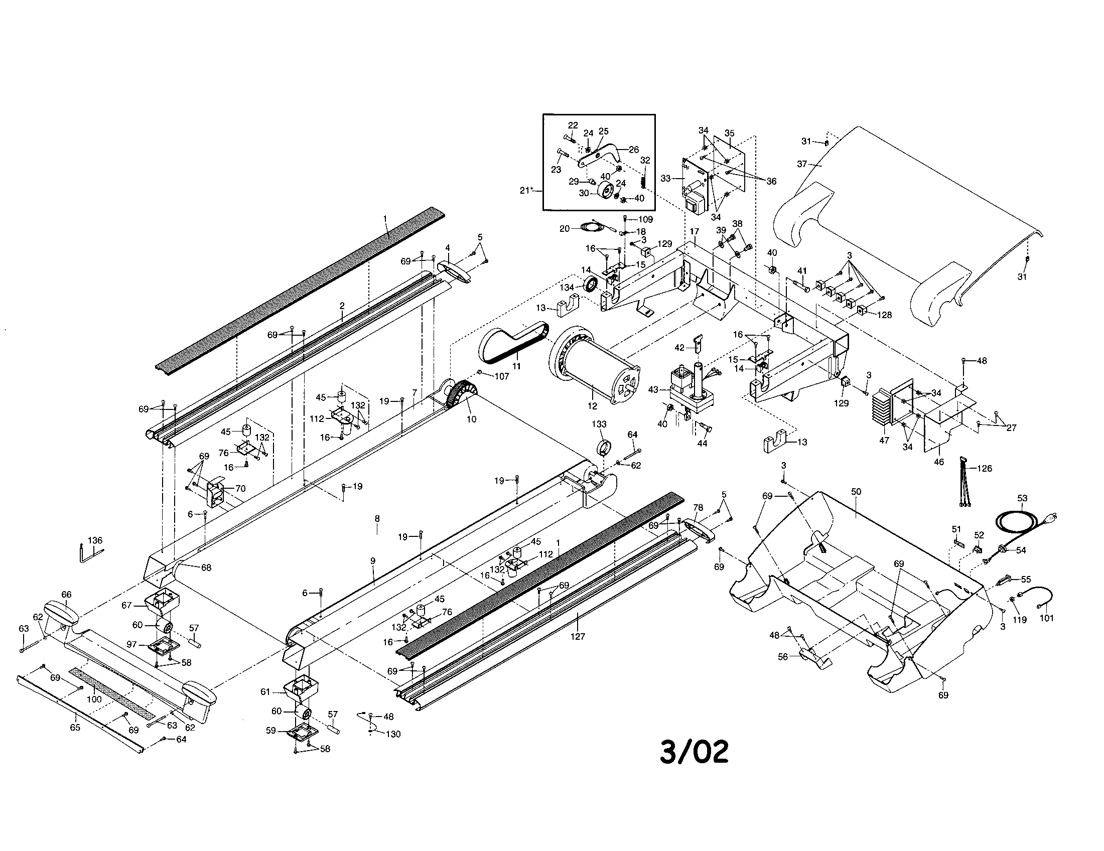 NordicTrack 831298014 walking and motor belts diagram
