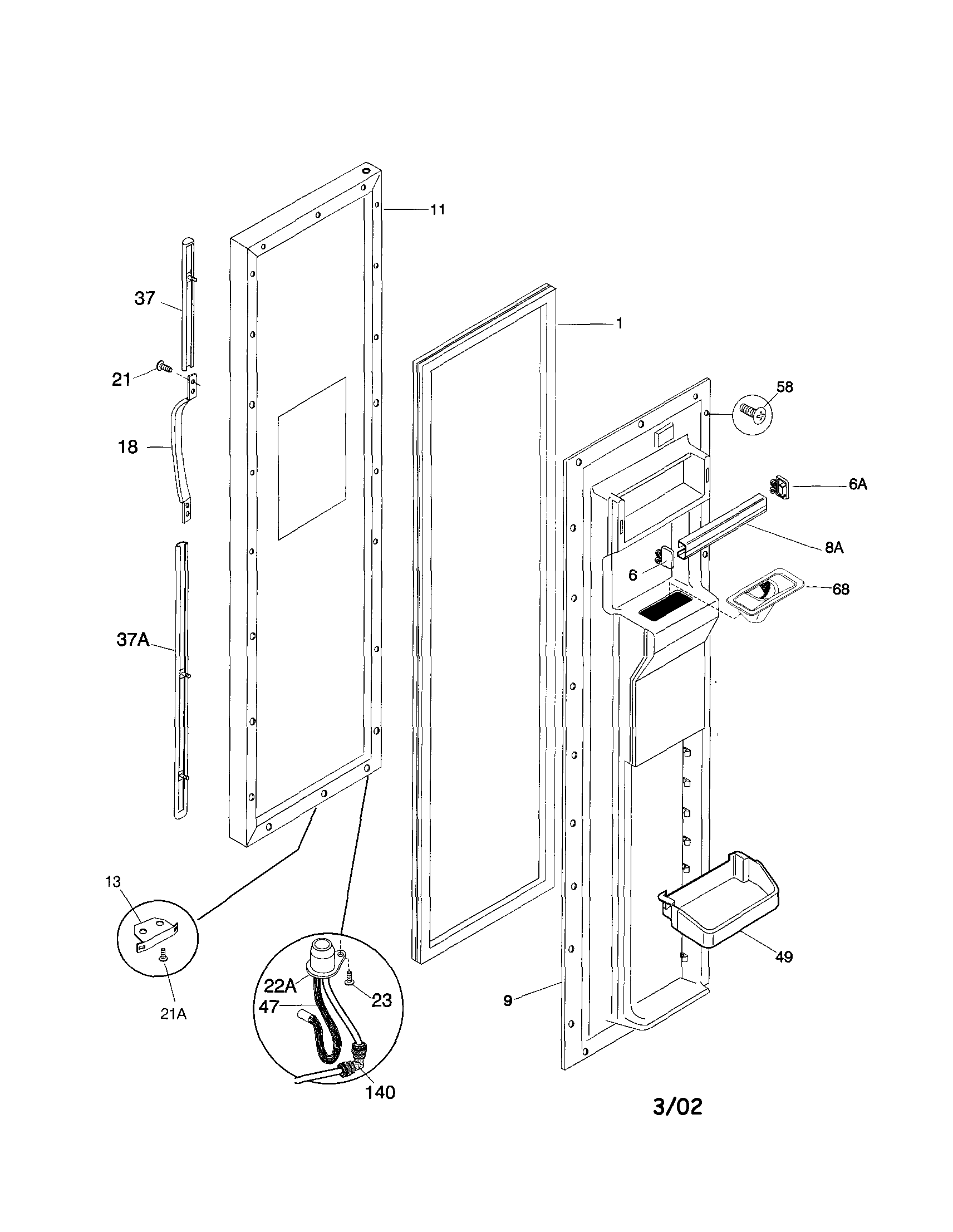 Frigidaire FRS26ZGGD5 freezer door diagram