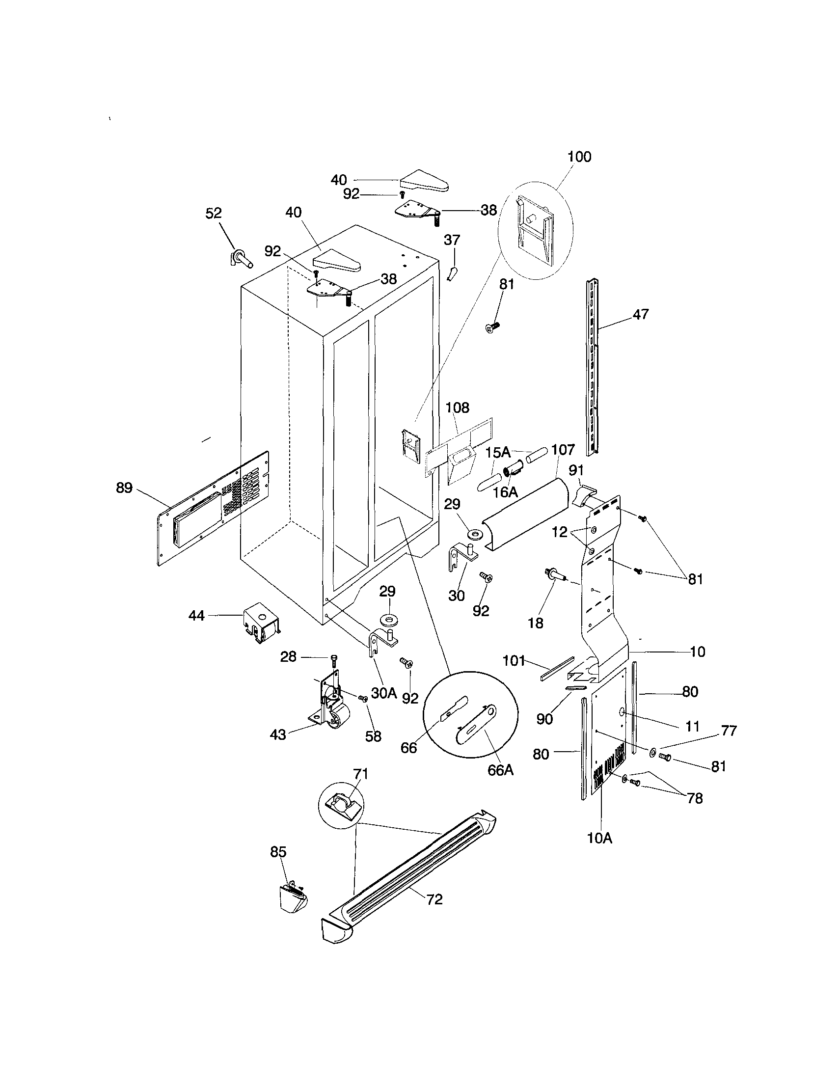 Frigidaire FRS26ZGGD5 cabinet diagram