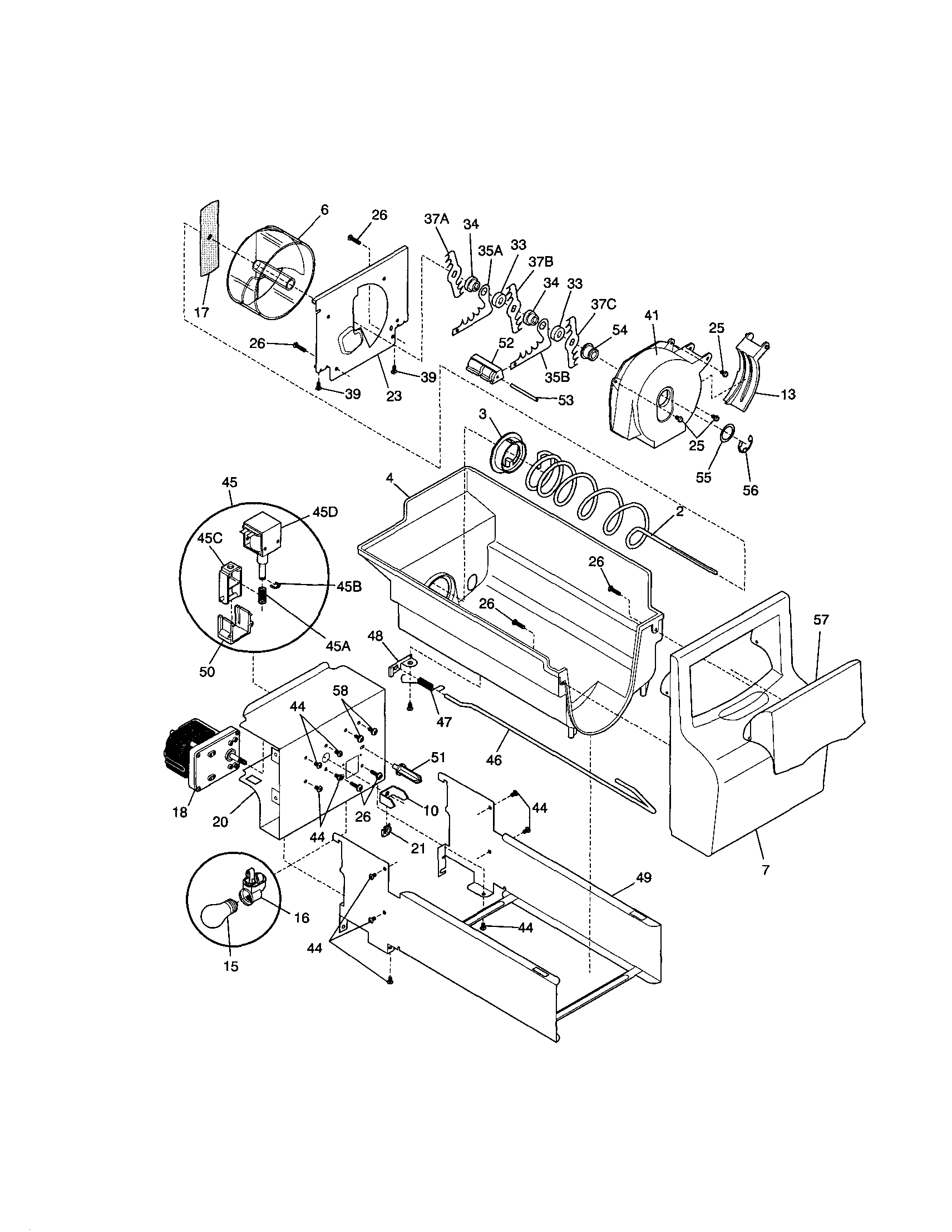 Frigidaire FRS26ZGGD5 ice container diagram