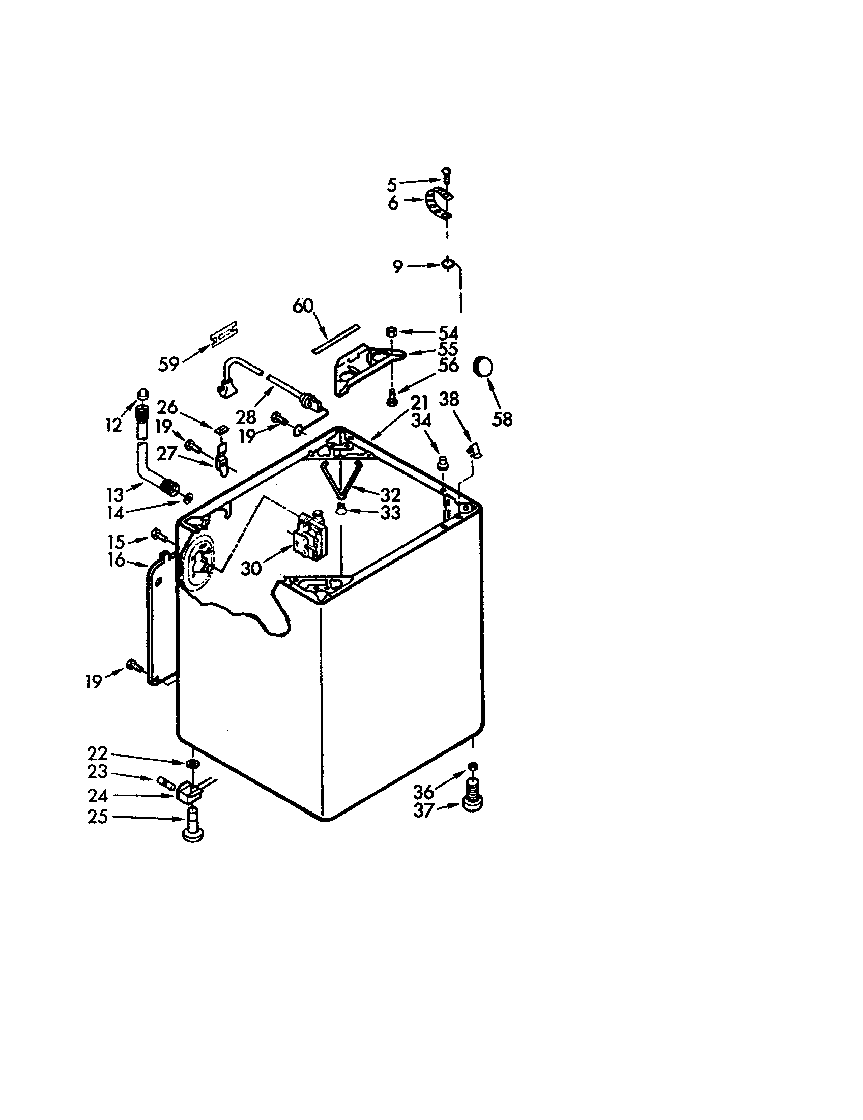 Whirlpool LXA7405W0 cabinet assembly diagram