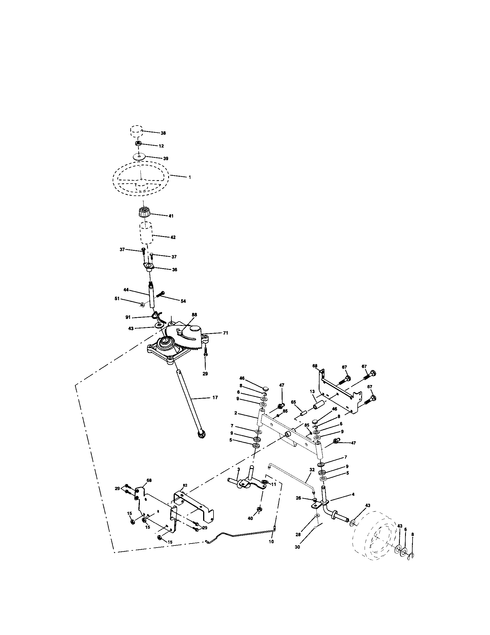 Craftsman 917271652 steering assembly diagram